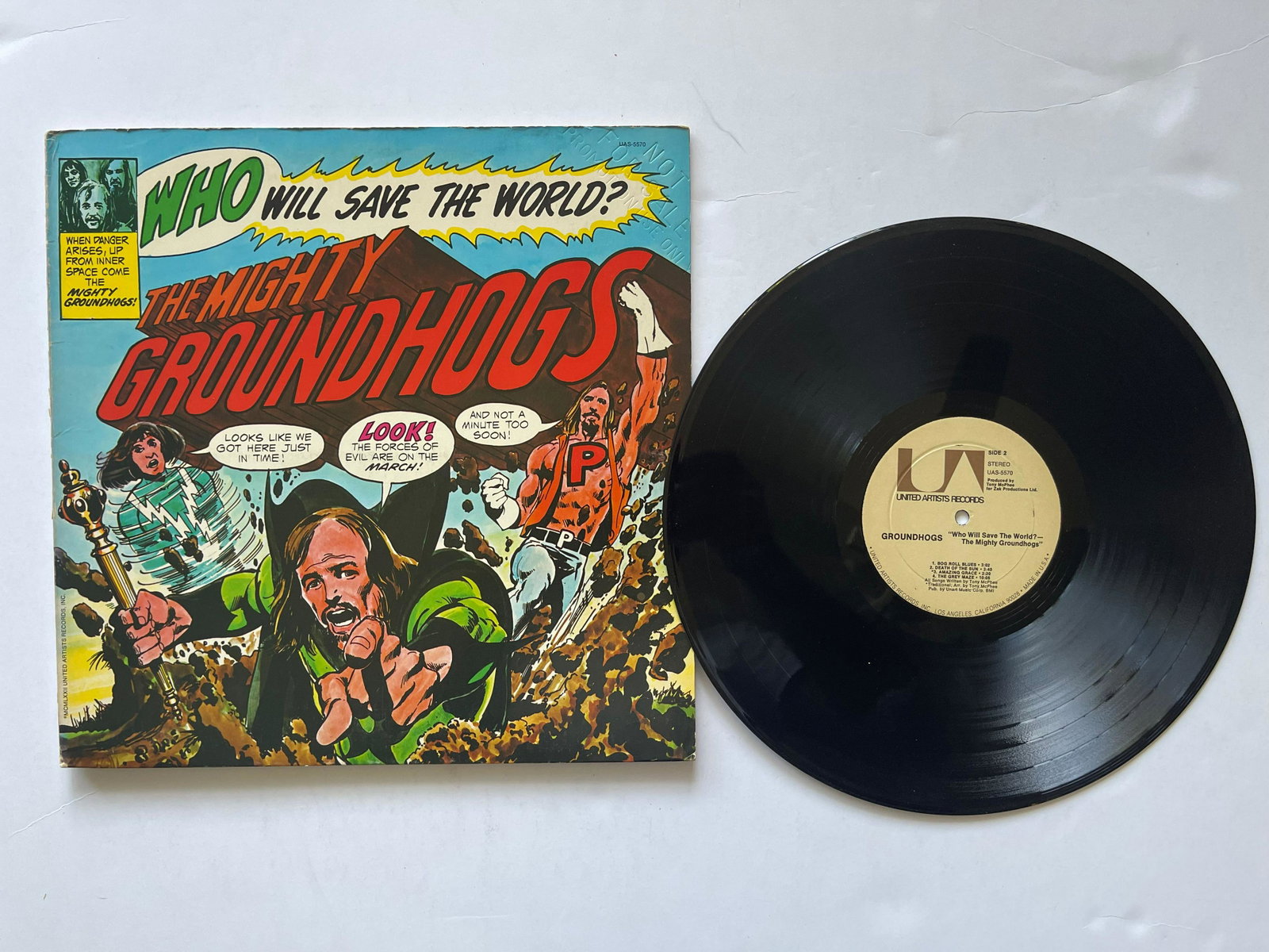 Groundhogs - Who Will Save The World? RARE DJ PROMO: Groundhogs - Who Will Save The World?â€”The Mighty Groundhogs RARE DJ PROMO VERSION.Label:United Artists Records - UAS 5570Format:Vinyl, LP, Album Country:USReleased:1972Genre:RockStyle:Blues Roc