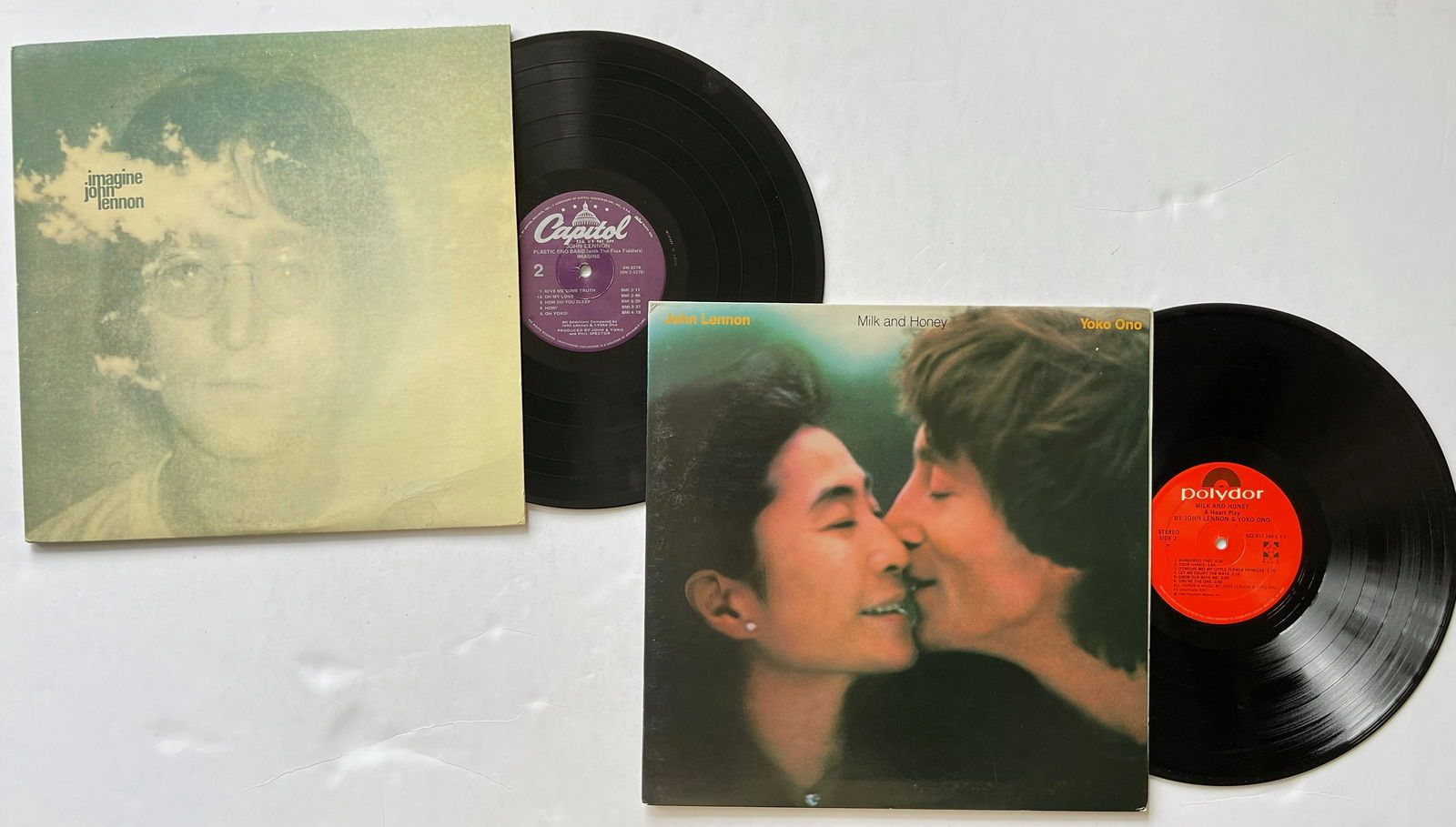 John Lennon, Plastic Ono Band With The Flux: John Lennon, Plastic Ono Band With The Flux Fiddlers - ImagineLabel:Capitol Records - SW-3379, Capitol Records - SW 3379Format:Vinyl, LP, Album - AND - John Lennon & Yoko Ono - Milk And HoneyLabel:Pol