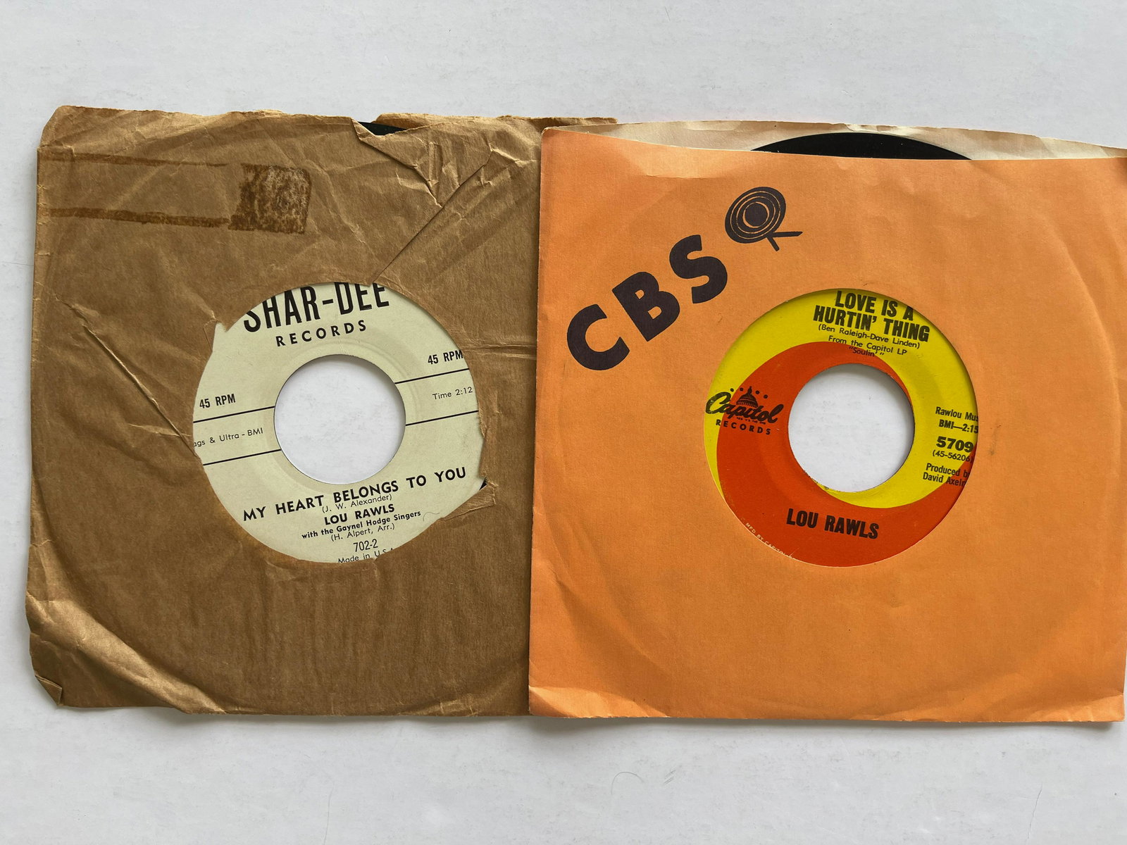 LOU RAWLS: Lou Rawls With The Gaynel Hodge Singers - Love, Love, LoveLabel:Shar-Dee - 45-702 - RARE - Love Is A Hurtin' Thing / Memory LaneLabel:Capitol Records - 5709