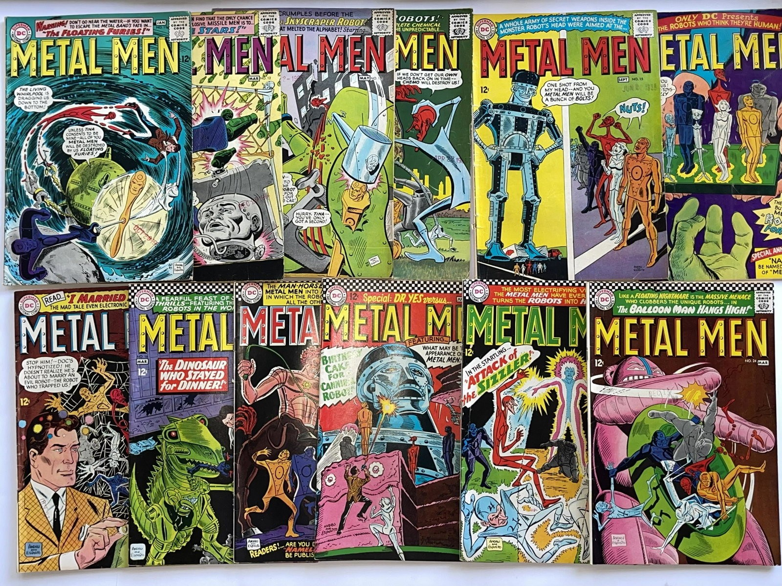 METAL MEN #11-20 & #22, #24: METAL MEN #11-20 & #22, #24. Twelve issues in all spanning 1964 - 1967. Silver age.