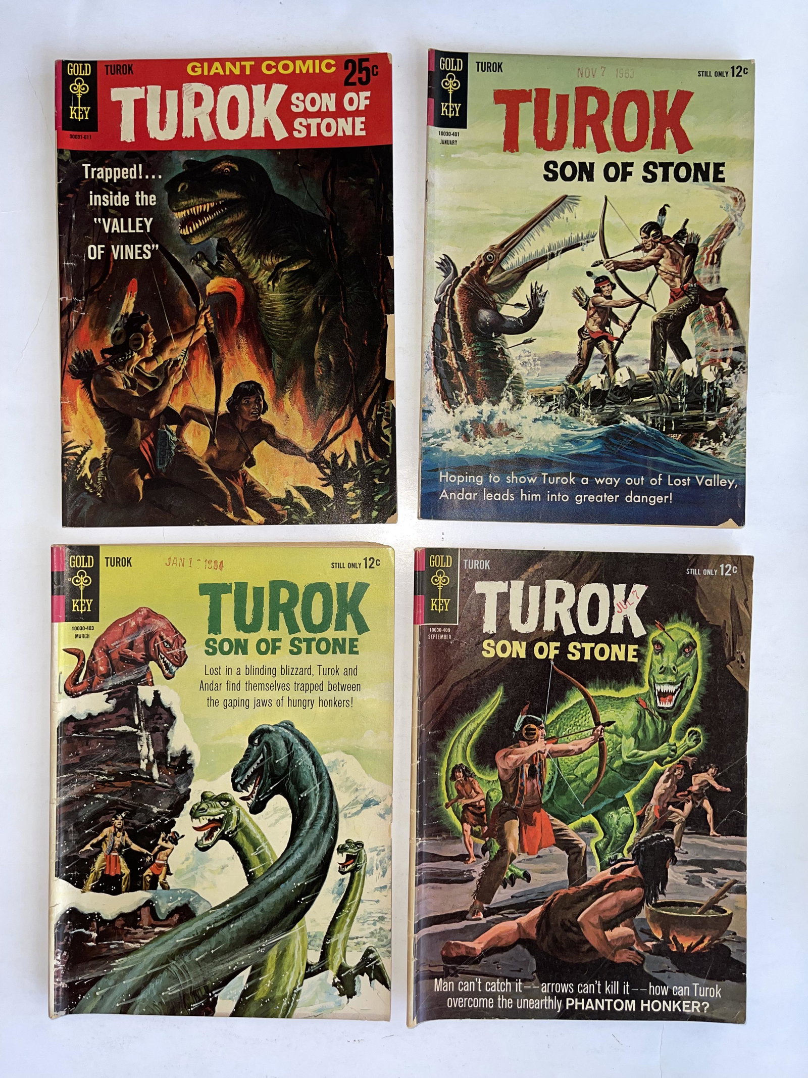 TUROK SON OF STONE SET: TUROK SON OF STONE SET#1 GIANT SIZE, 37, 38, 41SILVER AGE. OVERALL VG.