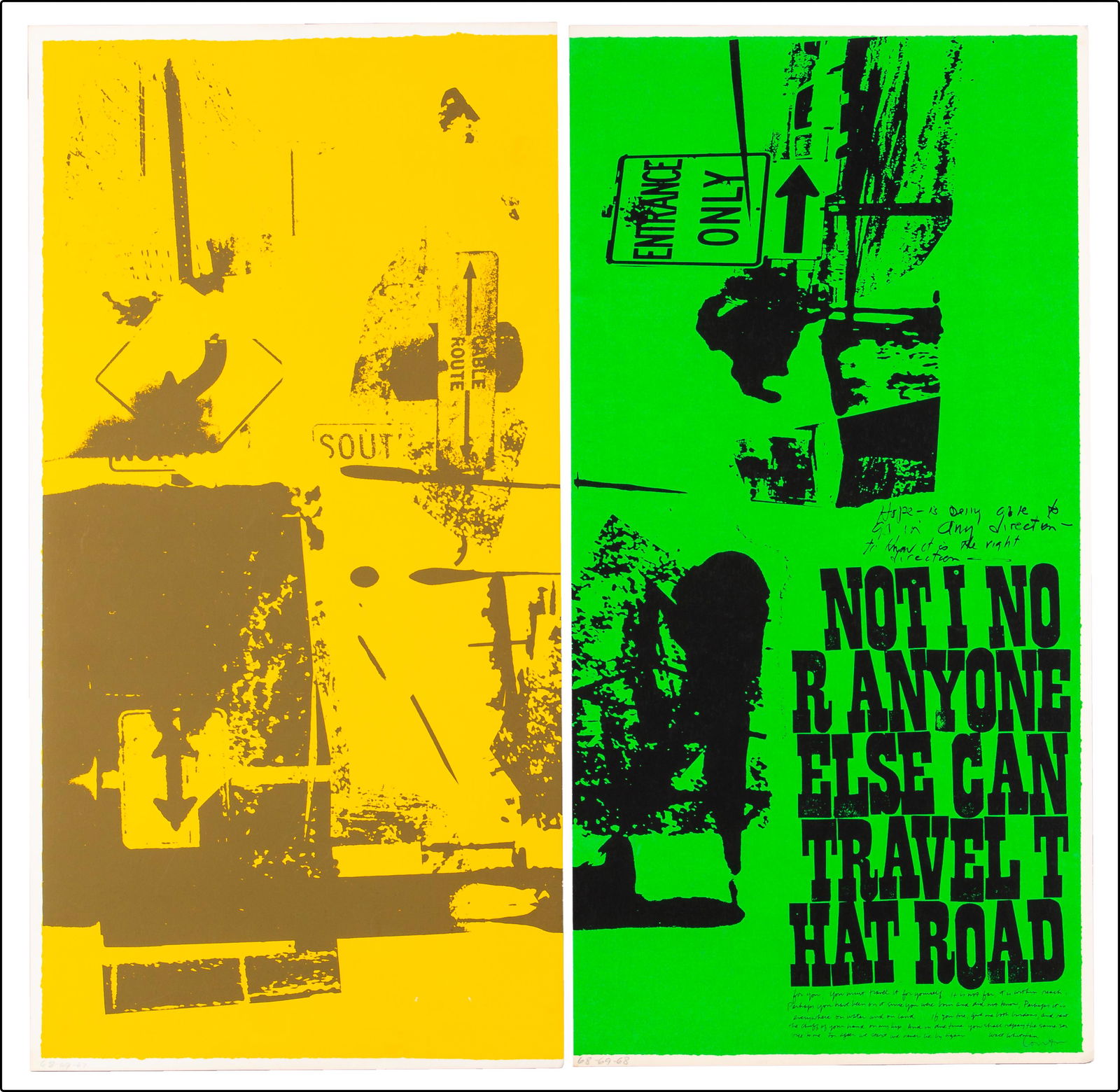 Sister Corita Kent - ROAD SIGNS (two parts) SIGNED (1 of 2)