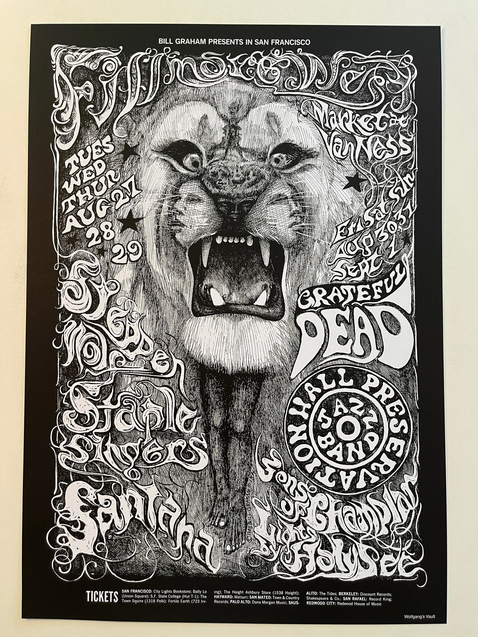 Steppenwolf BG134 RP-4: Steppenwolf BG134 RP-4. Santana was so taken with Lee Conklin"s poster design that they asked the artist to redraw the picture for their first album cover, and the lion and Santana became permanently 