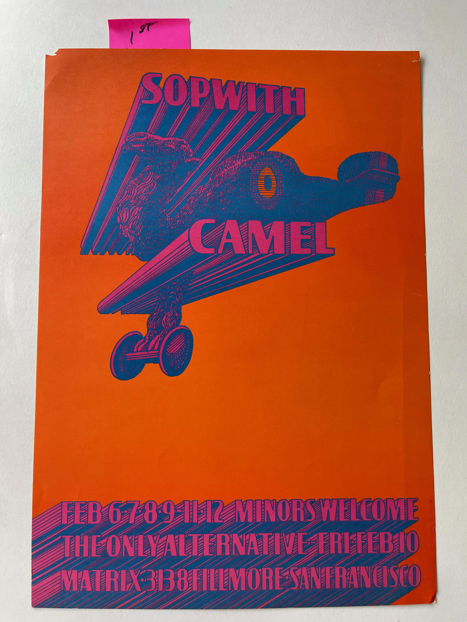 Neon Rose #05 Sopwith Camel - OP-1: Neon Rose #05 Sopwith Camel - OP-1 credit reads "c 1967 Neon Rose Moscoso”. Pinhole top corners. Edgewear and papa loss in corner.