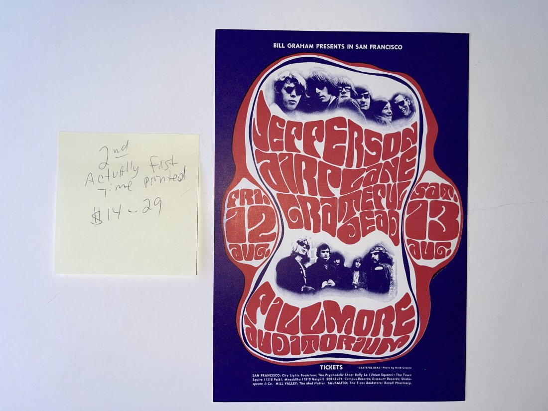 JEFFERSON AIRPLANE -GRATEFUL DEAD  POSTCARD (1 of 1)