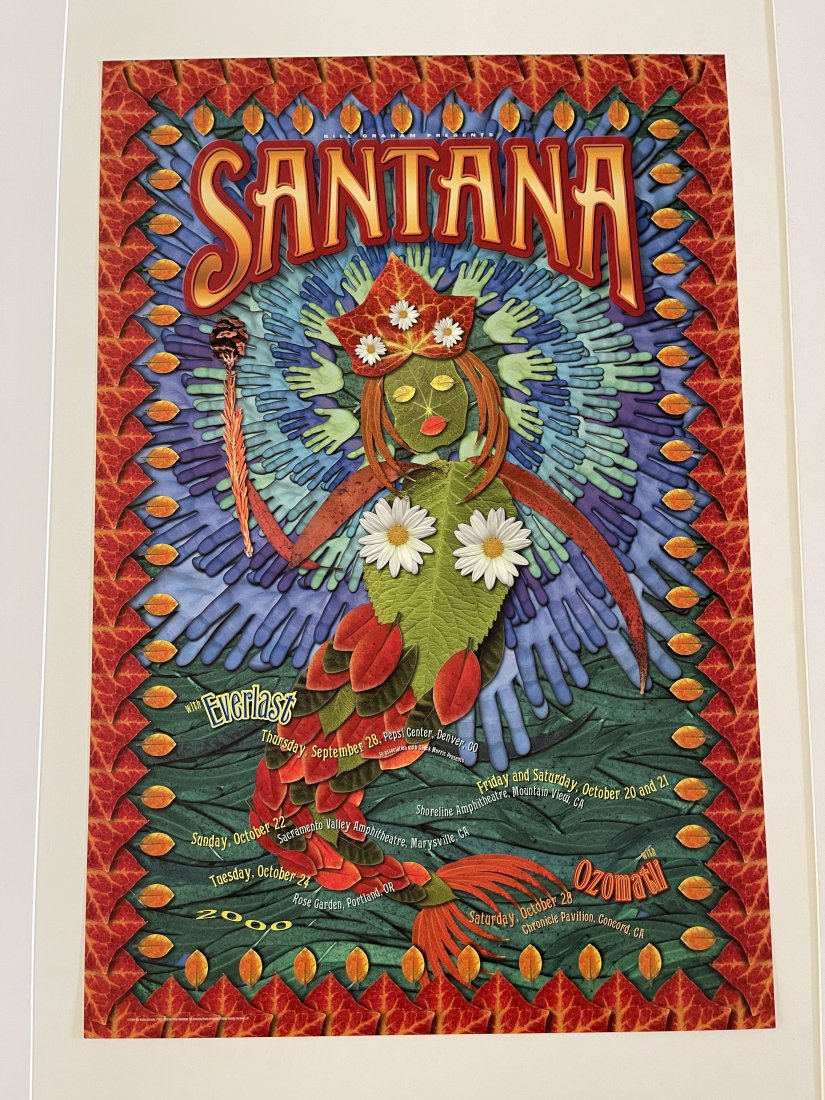 SANTANA - EVERLAST 2000 TOUR POSTER: SANTANA - EVERLAST 2000 BILL GRAHAM TOUR POSTER WITH ART BY FRANK WIEDEMANN. WITH ART DIRECTION BY THE FAMOUS ARLENE OWSEICHIK, who has designed posters for Bill Graham Presents since the 1980s and be