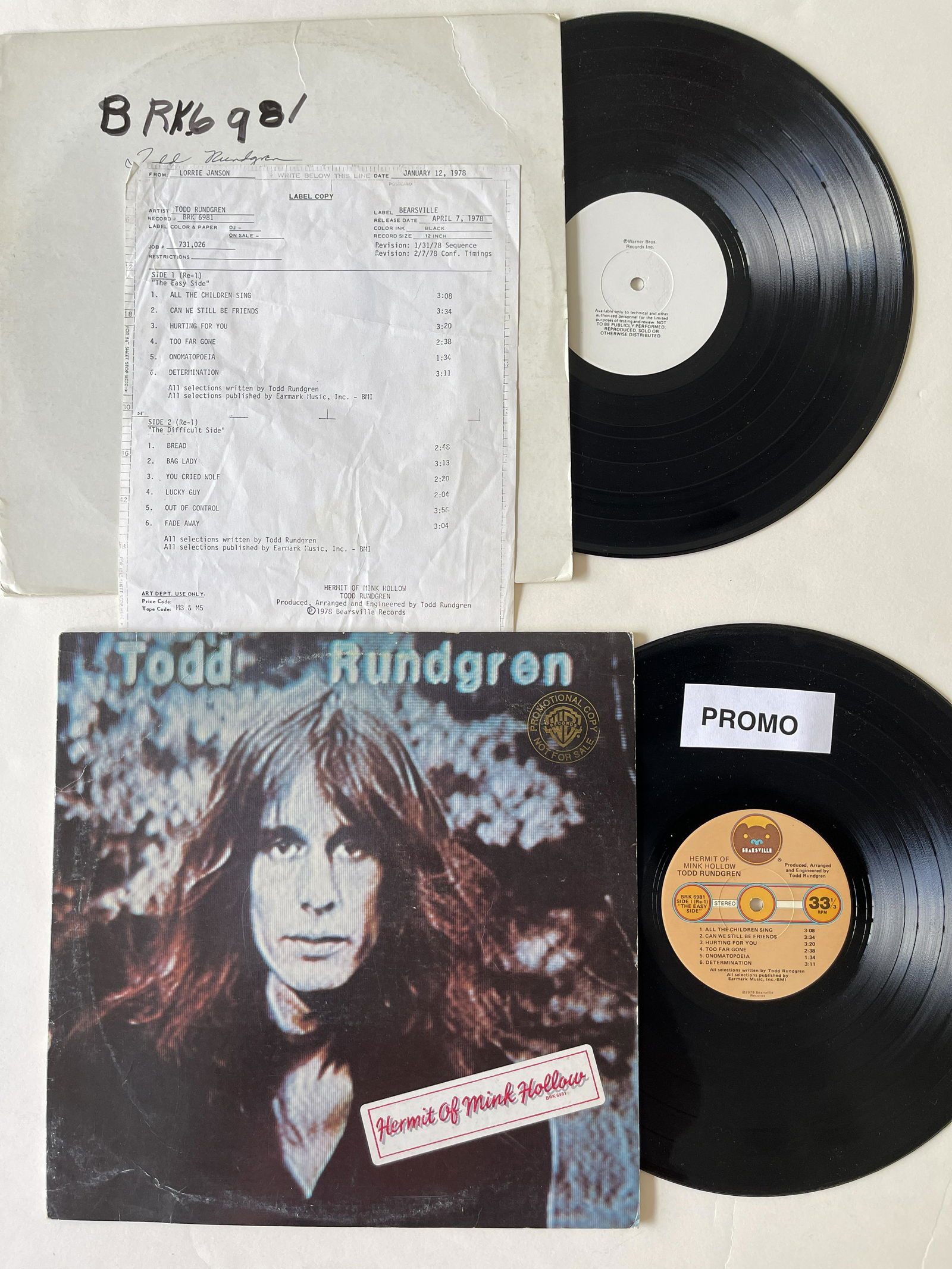 Todd Rundgren - Hermit Of Mink Hollow TEST PRESSING &   PROMO (1 of 1)