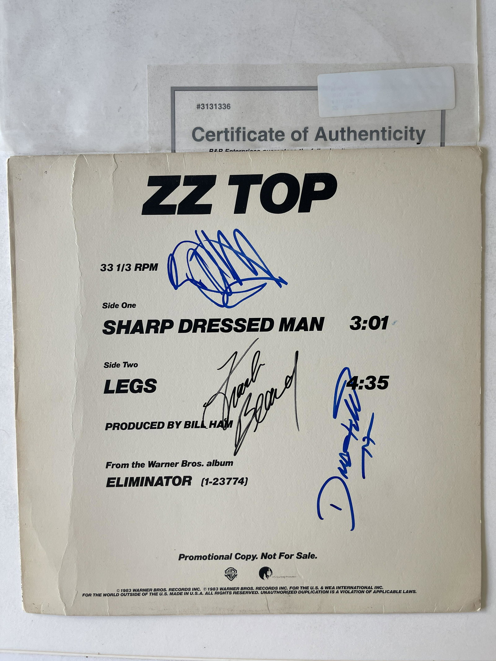ZZ TOP SIGNED PROMO ALBUM COVER (1 of 1)