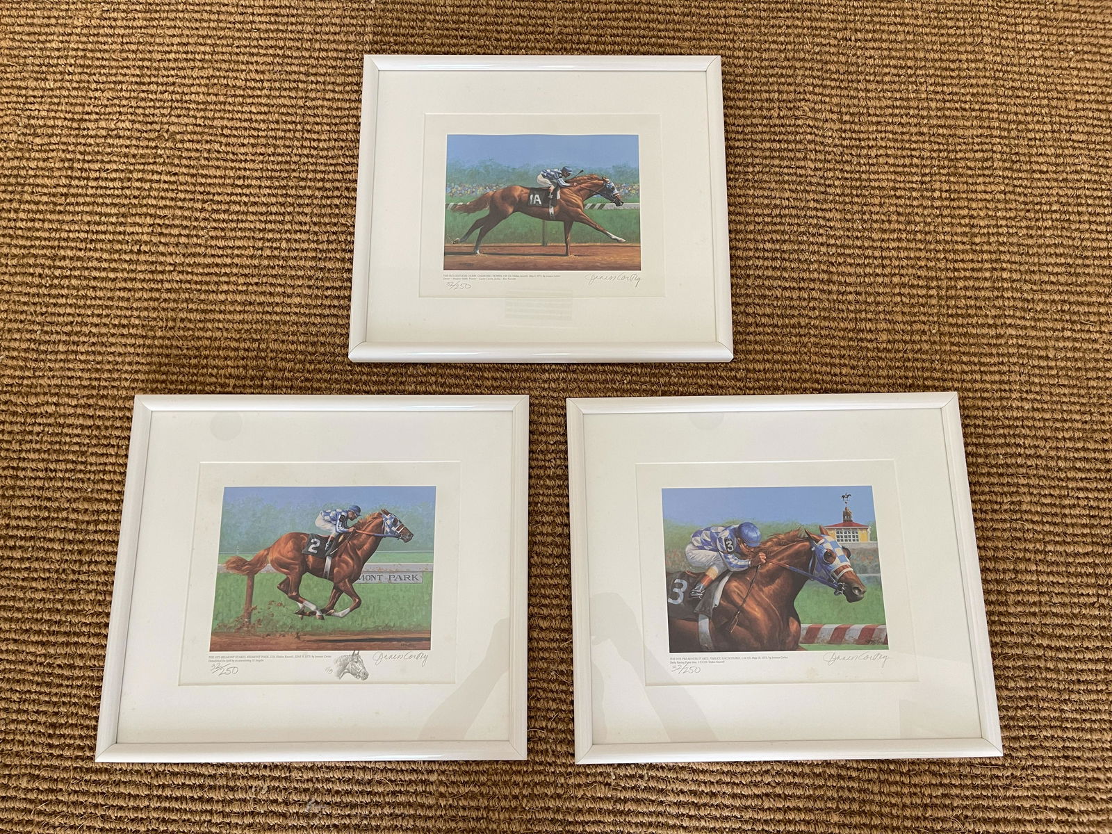 SET OF 3 SIGNED JENNESS CORTEZ PRINTS - TRIPLE CROWN WINNER (1 of 5)