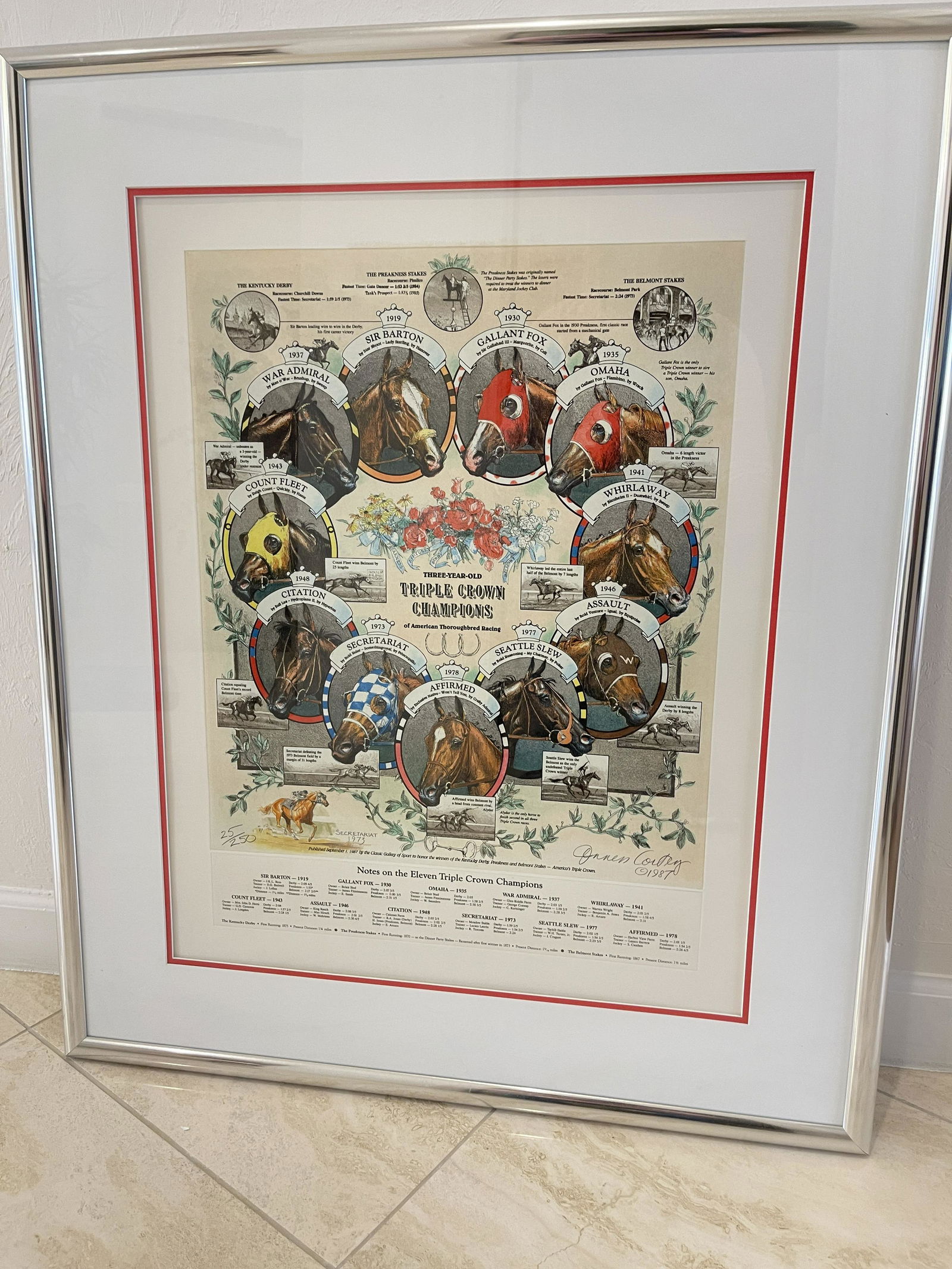 SIGNED CORTEZ PRINT - TRIPLE CROWN CHAMPIONS (1 of 6)