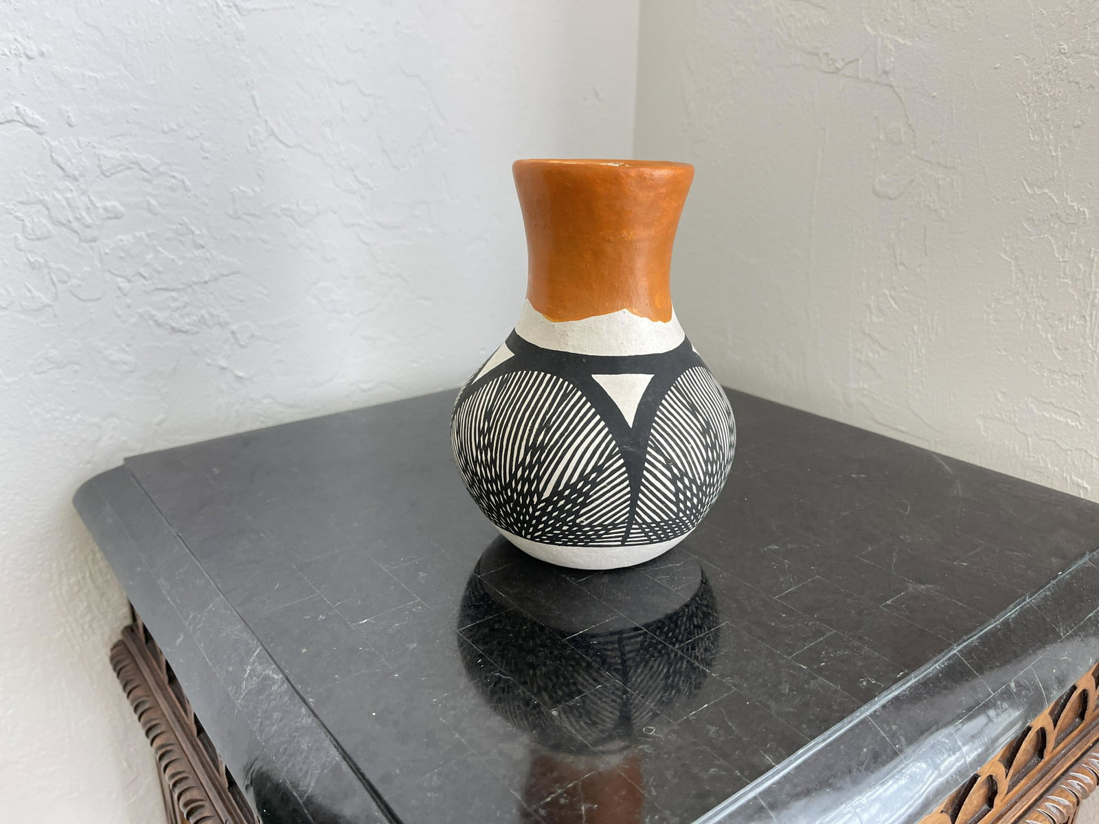 HISTORIC ACOMA POTTERY by L.R.V.: Traditional Acoma pueblo pottery is made using a slate-like clay found within the hills surrounding the Pueblo. When fired using traditional methods, this clay allows the potters to form very thin wal