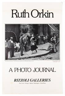 RUTH ORKIN A PHOTO JOURNAL - RIZZOLI GALLERY SIGNED: RUTH ORKIN - A PHOTO JOURNAL - RIZZOLI GALLERY POSTER. RARE SIGNED VERSION from 1982. 22-3/4" x 34-1/2". Ruth Orkin Poster. Ruth Orkin (September 3, 1921 â€" January 16, 1985) was an America