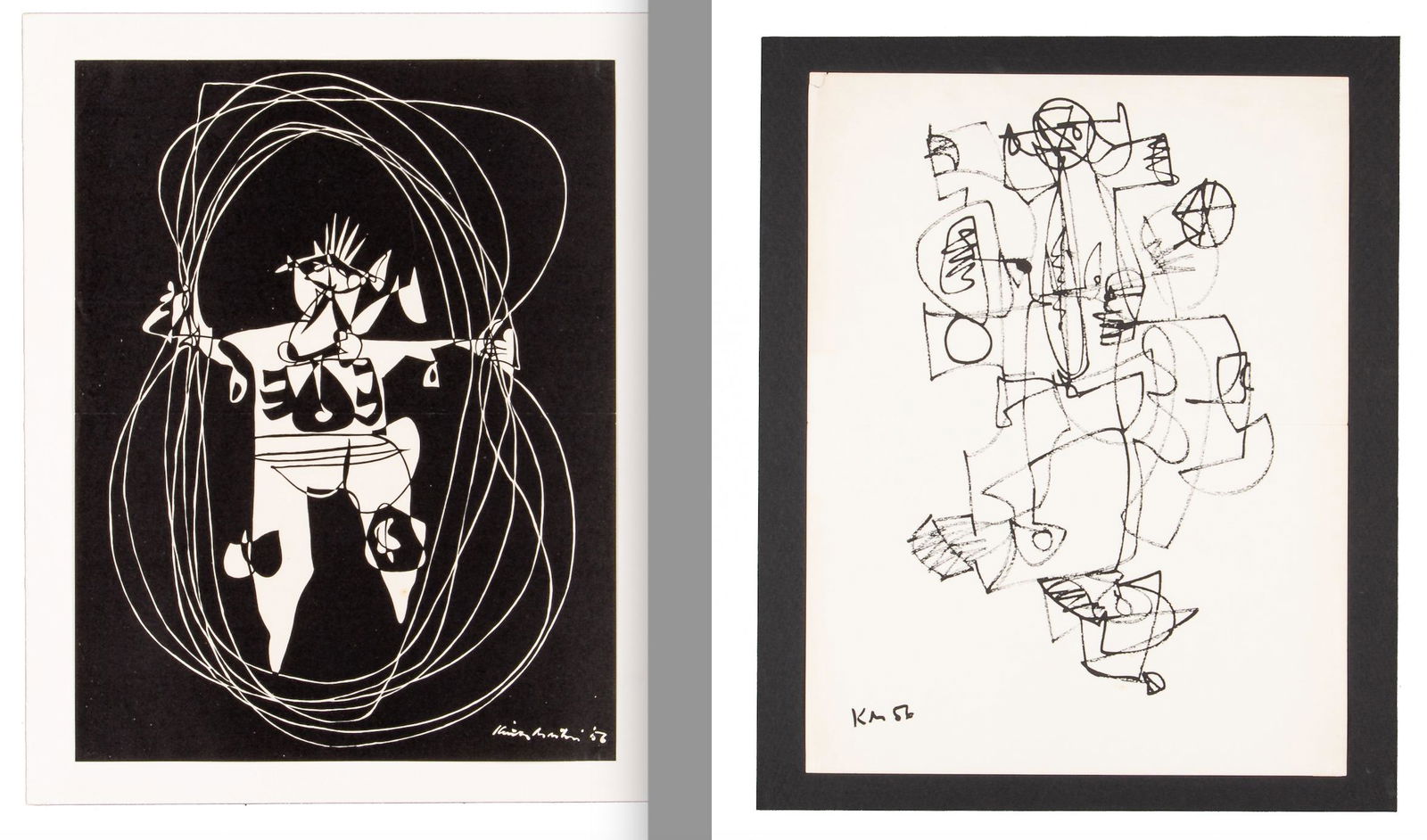 SET OF KEITH MARTIN PERSONAL CHRISTMAS CARD DRAWINGS 1956-1957 (1 of 4)