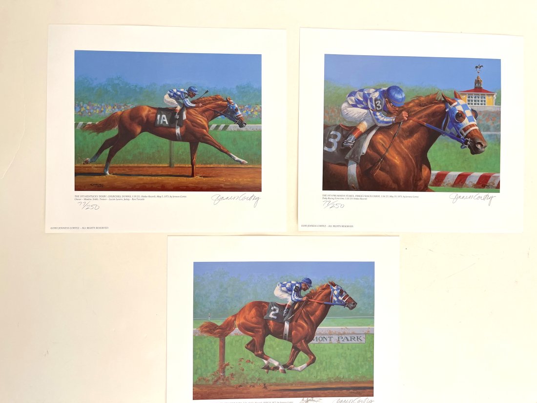 SET OF THREE SIGNED CORTEZ PRINTS - TRIPLE CROWN WINNER (1 of 4)