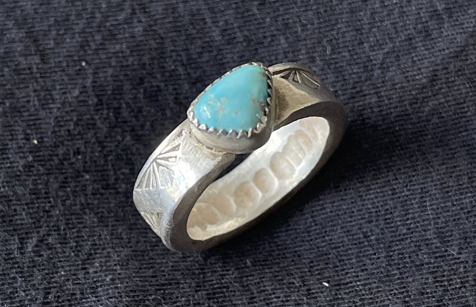 Bisbee Mine Natural hand forged: Bisbee Mine Natural (Paul Keenan, Bisbee resident), hand forged, .999 silver, Ron Singer, $150-200. Size US 8.5. Total Weight 11.8gm