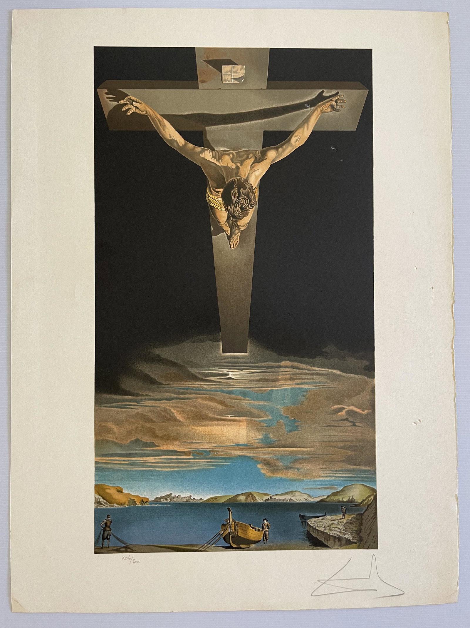 After Salvador Dali Christ of Saint John of the Cross: After Salvador Dali - Christ of Saint John of the Cross, 1951-1989. Lithography. #206 / 300. 22 x 30. Edition of 300. Limited edition Lithography. DALI Photolithograph in color on Arches paper Signed 