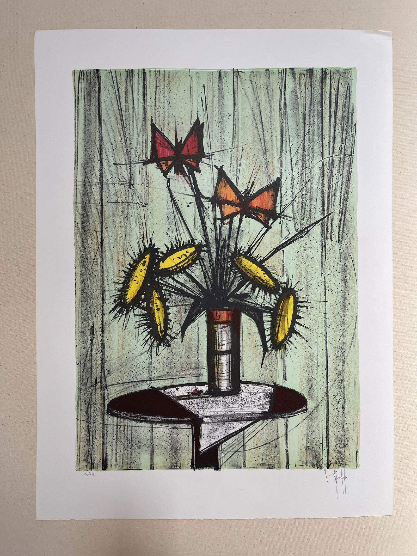 V. Beffa La Pensee Et Tournesols Hand Signed Limited Edition Lithograph Print (1 of 3)