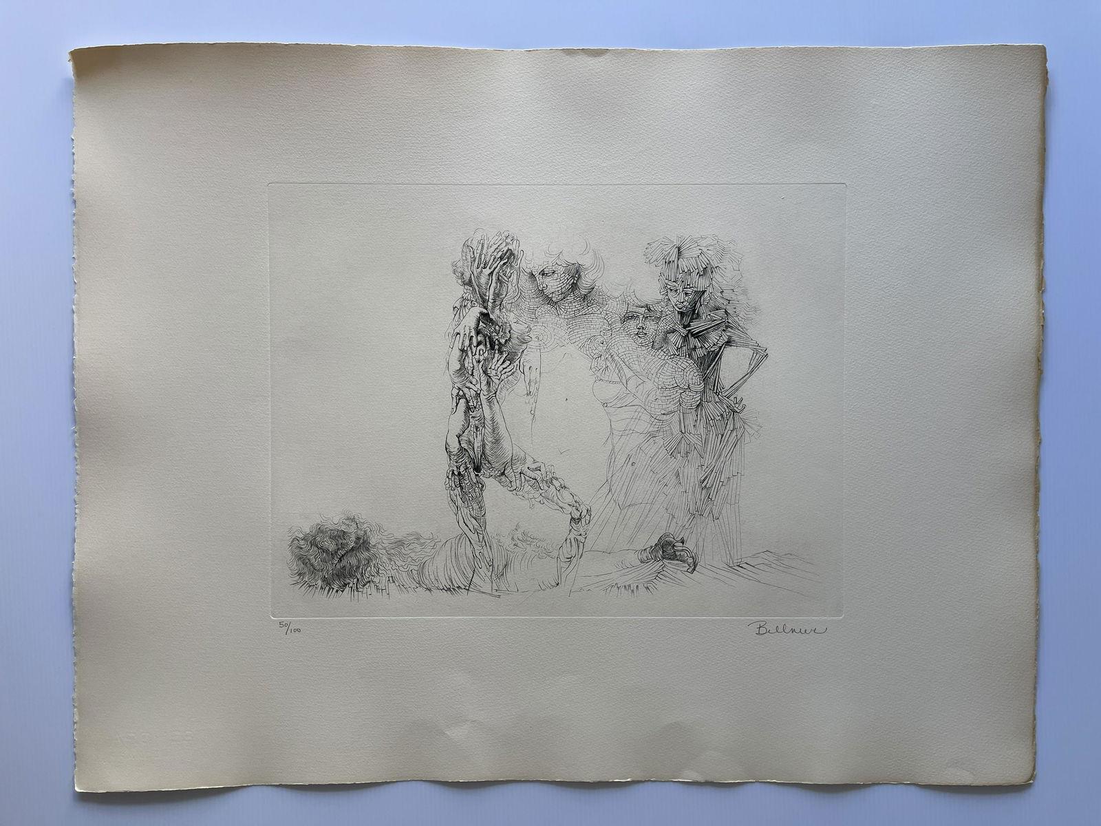 HANS BELLMER Signed NUDE WOMEN ART: HANS BELLMER Hand Signed Limited Edition Etching NUDE WOMEN ART. 20 x 26. 1970. Surrealism. Signed, Limited Edition. #50 / 100.