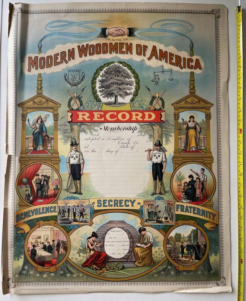 Modern woodmen of america original chromolithograph