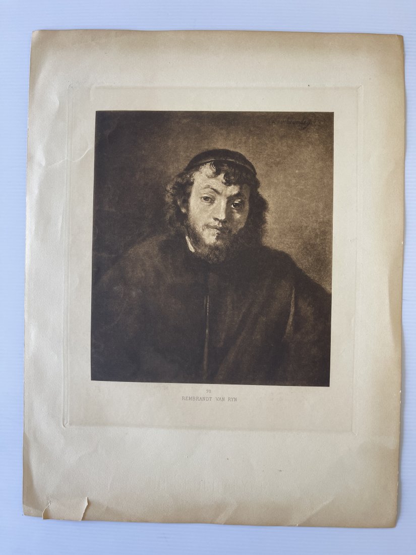 Rembrandt by Jeune Rabbin: Rembrandt by Jeune Rabbin. 12-1/2 x 16-1/2. After William Unger 1910. Antique print after the famous William Unger's etchings of Rembrandt's paintings. A prolific painter, draftsman, and etcher, Rembr