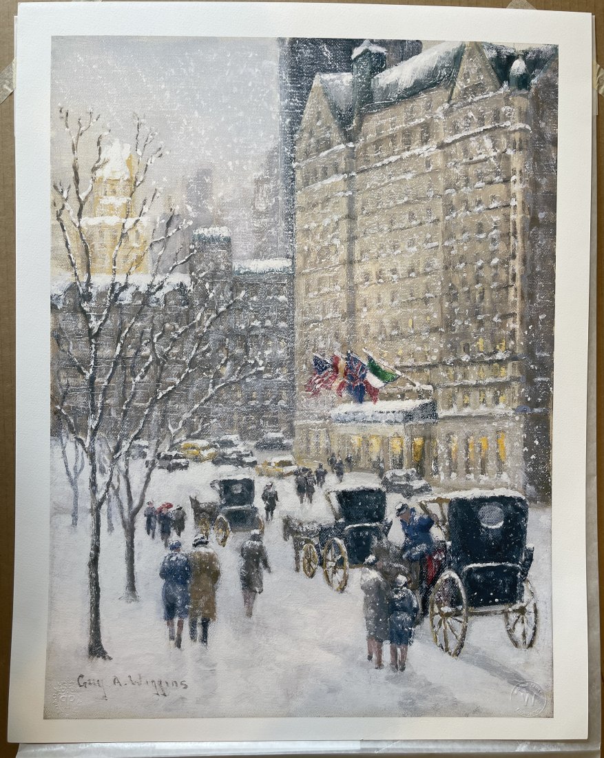 RARE GUY A. WIGGINS LITHO: RARE GUY A. WIGGINS LITHO. WITH STAMP. JUST UNDER 24 X 36. HAS COAT OF ARMS STAMP AND WIGGINS FAMILY FOUNDATION STAMP.ON FINE TEXTURED PAPER.