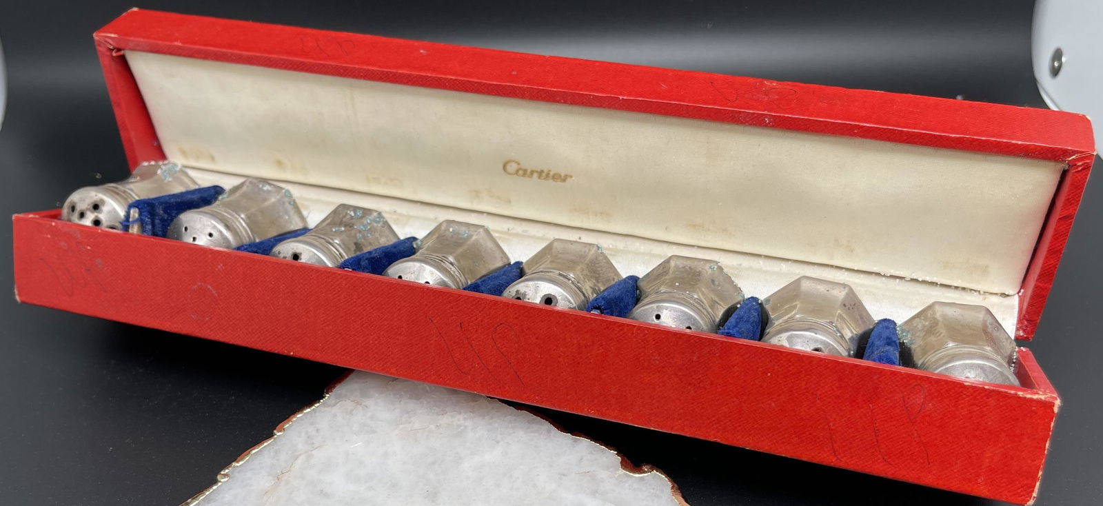 SET OF 8 CARTIER SALT & PEPPER SHAKERS IN ORIGINAL BOX (1 of 4)