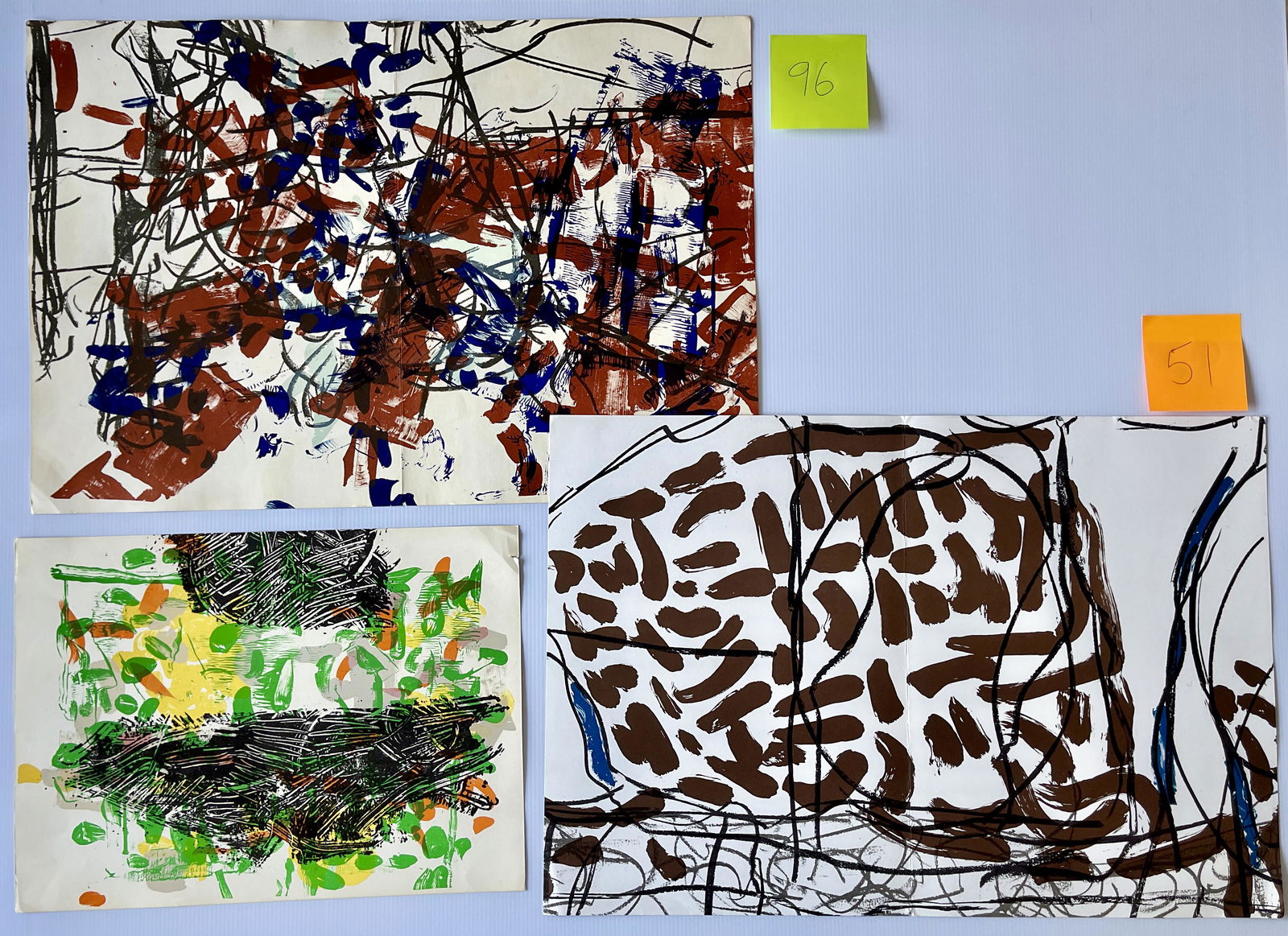 Jean-Paul Riopelle SET #2 - 5 LITHOS on THREE PAGES (1 of 2)