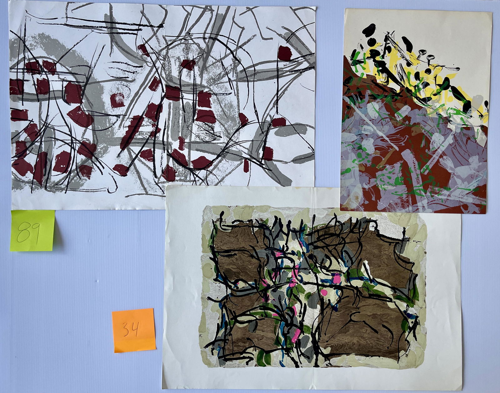 Jean-Paul Riopelle SET #3 - WITH 4 LITHOS on THREE PAGES (1 of 2)
