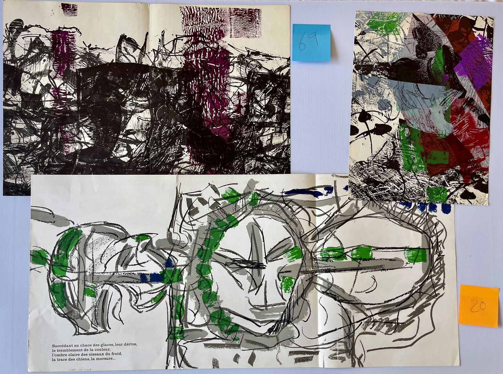 Jean-Paul Riopelle SET #4 - WITH 5 LITHOS on THREE PAGES (1 of 2)
