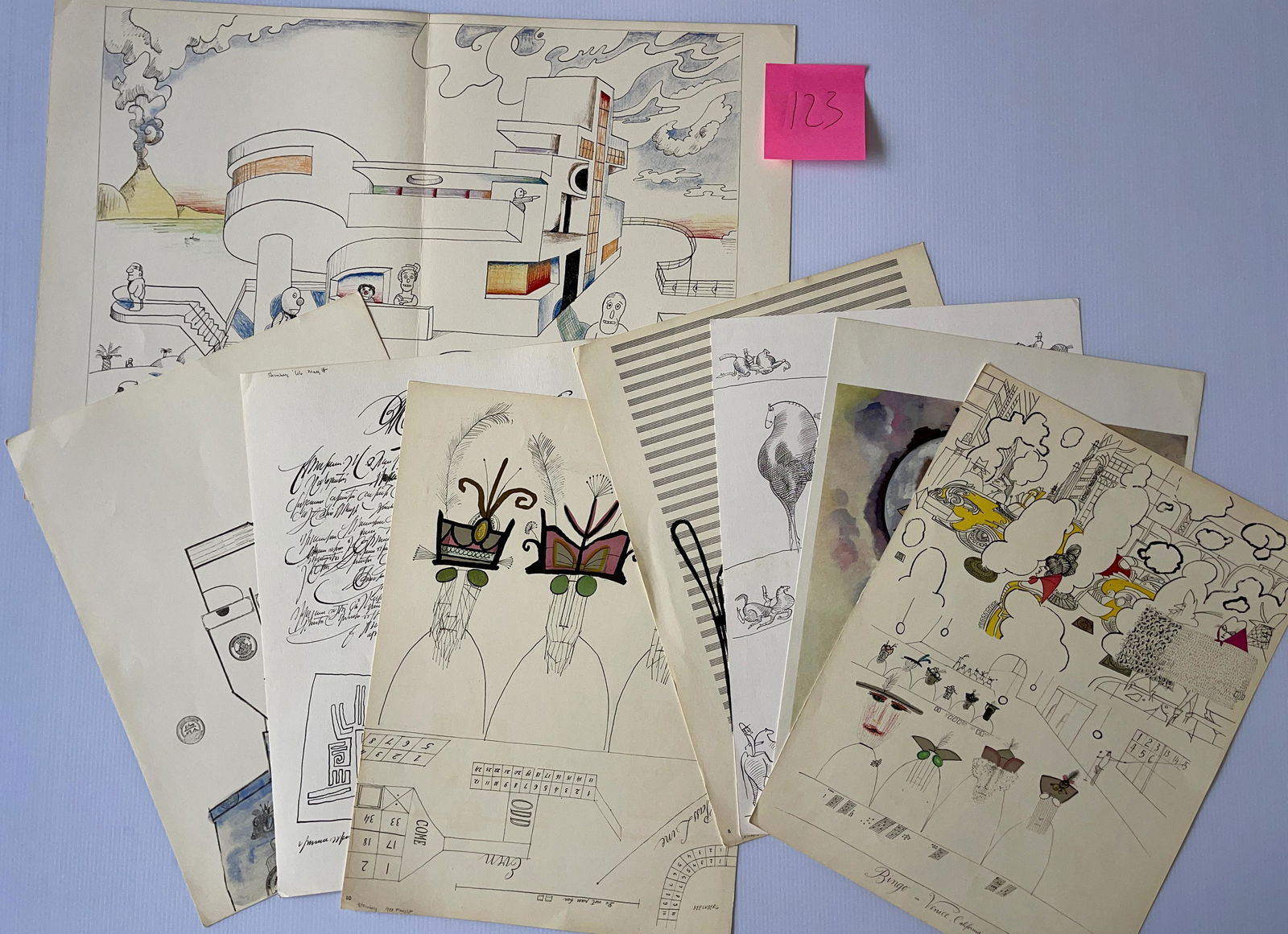 SAUL STEINBERG LITHO SET #3 with 14 LITHOS (1 of 5)