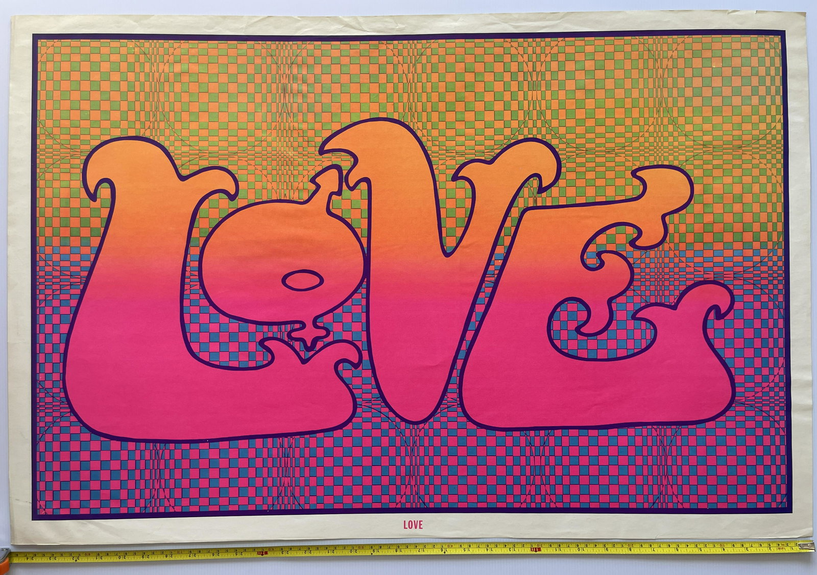 1960s LOVE BLACKLIGHT POP ART HEAD SHOP POSTER: 1960s LOVE BLACKLIGHT POP ART HEAD SHOP POSTER. About 24 x 35. Hippy 60s 70s.