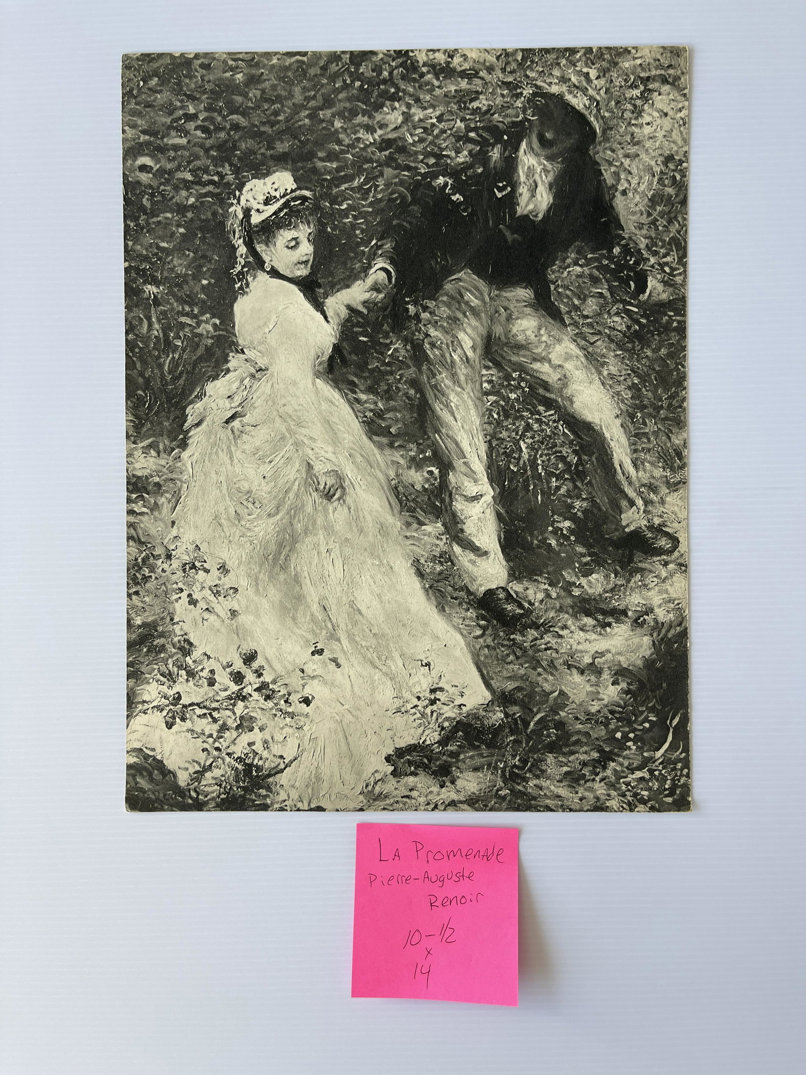 La PROMENADE by RENOIR: La PROMENADE by RENOIR. 10.5 x 14. As printed with foldout of Parc de Neuilly 1860. And L’Imperatrice Josephine. 3 Total litho prints on 1 folded page / bookplate.