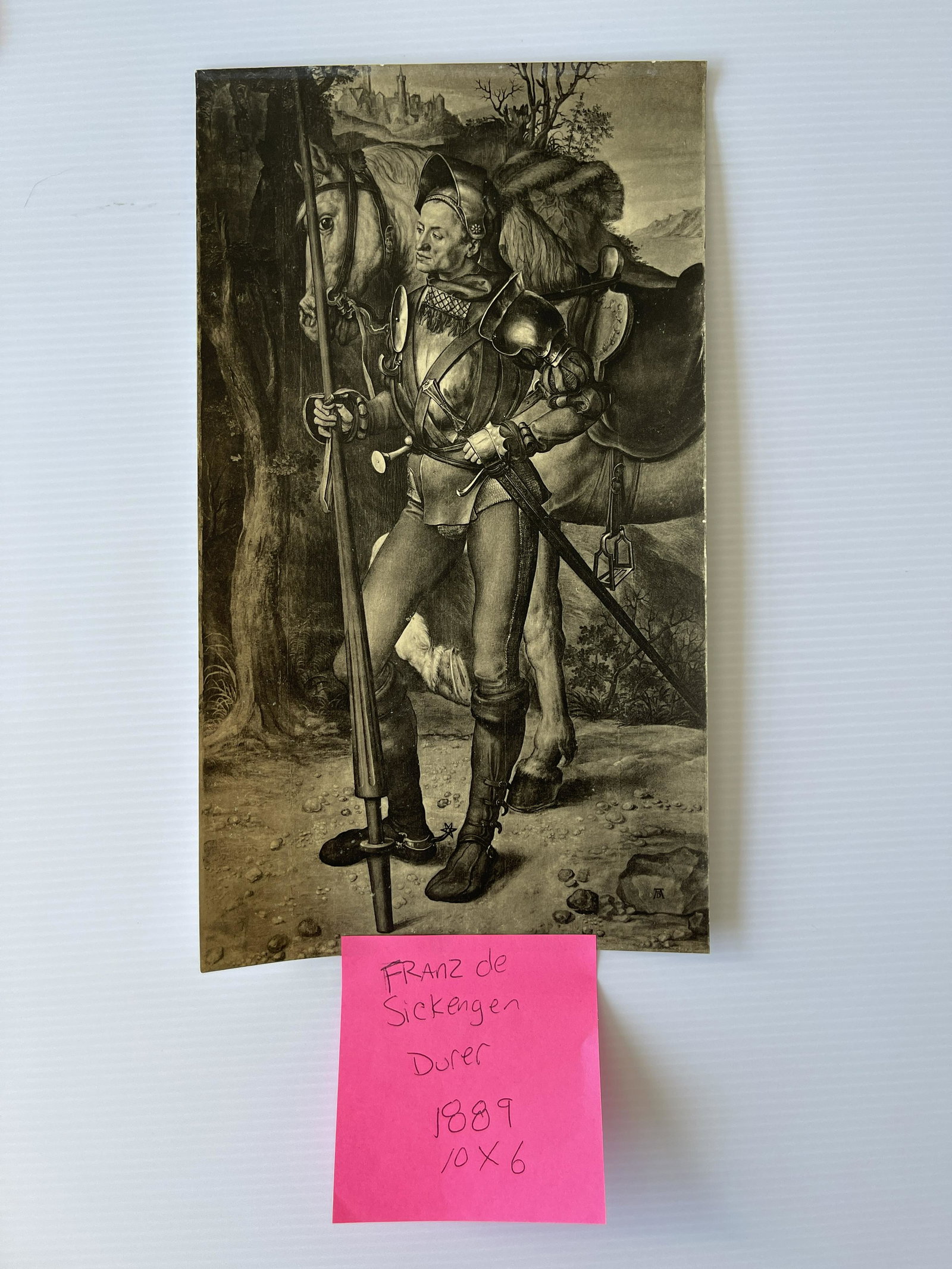 FRANZ de Sickingen by Albrecht Durer: FRANZ de Sickingen by Albrecht Durer. 1889. Monoprint. 10 x 6. Unknown engraver. Thin almost photo paper. Very high quality. SourceLes Lettres et les arts, 1889.