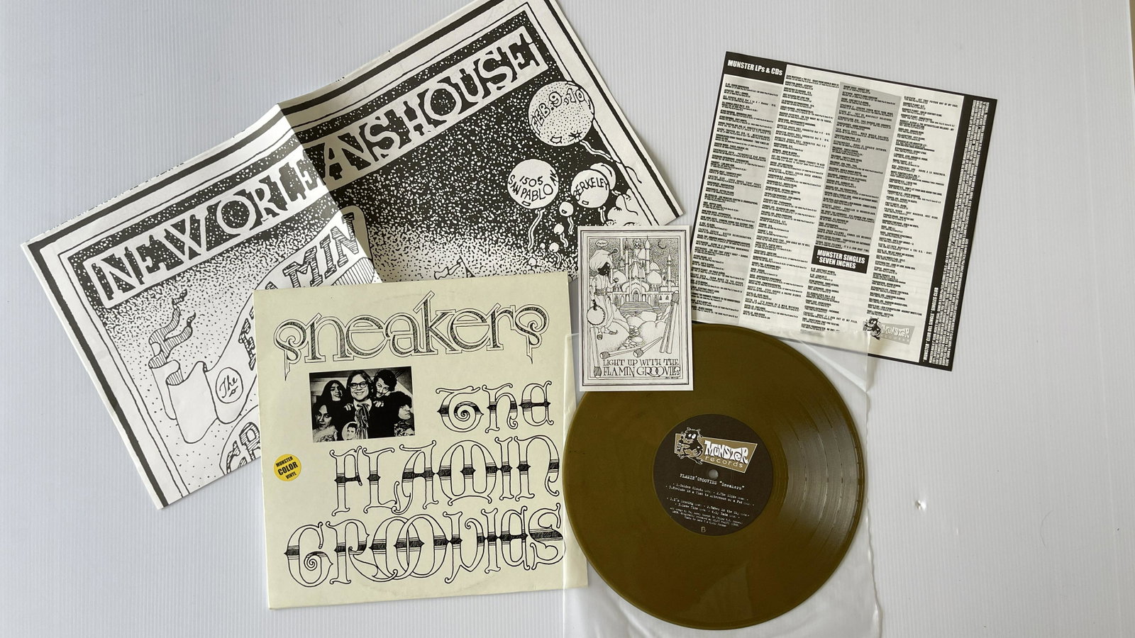 The Flamin Groovies - Sneakers with colored vinyl and inserts: The Flamin Groovies - Sneakers with colored vinyl and inserts Label: Munster Records - MR 188 Format: Vinyl, 10", 33 â…“ RPM, Mini-Album, Reissue, Mono, Gold Metalflake WITH ALL INSERTS AND POSTE