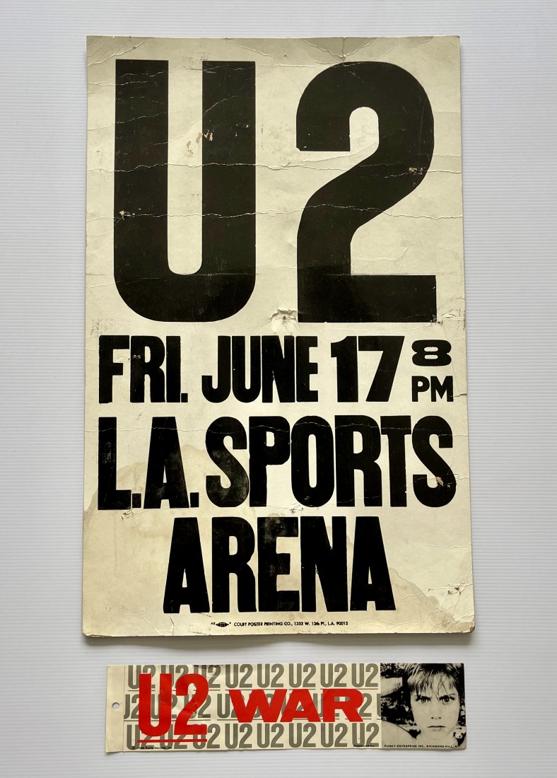 U2 ORIGINAL CONCERT POSTER HUNG AT L.A. SPORTS ARENA (1 of 1)