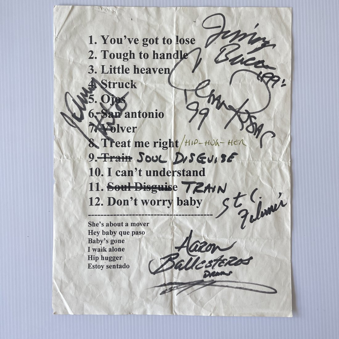 LOS LOBOS / TIERRA SIGNED SET LIST (1 of 1)