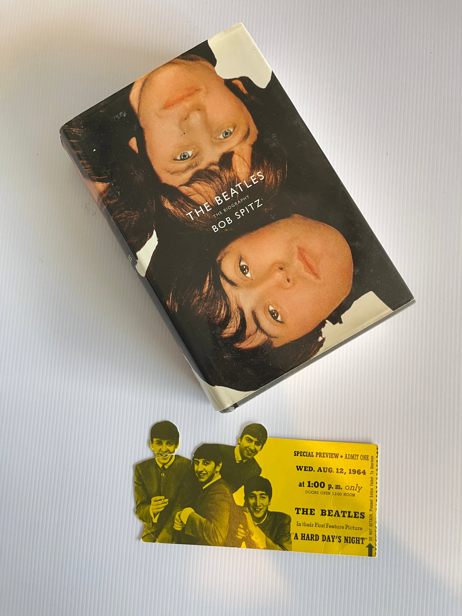 THE BEATLES THE BIOGRAPHY HARDCOVER: THE BEATLES THE BIOGRAPHY HARDCOVER BOOK BY BOB SPITZ. WITH INTERESTING INSERT FOUND IN BOOK. HARD DAYS NIGHT TICKET STUB.