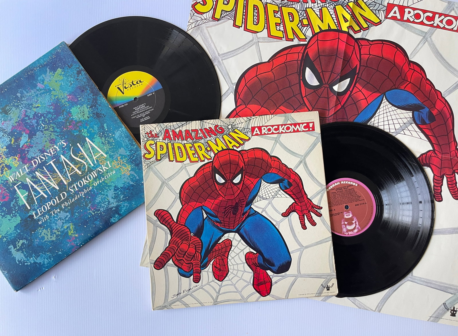 Walt Disney's Fantasia AND The Amazing Spider-Man: Leopold Stokowski With The Philadelphia Orchestra - Walt Disney's Fantasia - WITH BOOKLET !Label: Buena Vista Records - STER 101, Buena Vista Records - 101Ron Dante, The Webspinners - The Amazing Spid