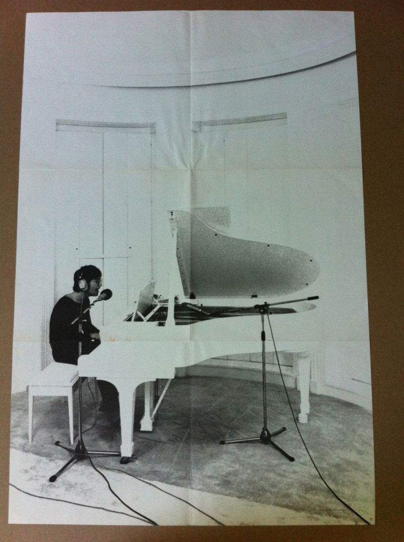 John Lennon Poster: John At his white piano in studio - recording Imagine.