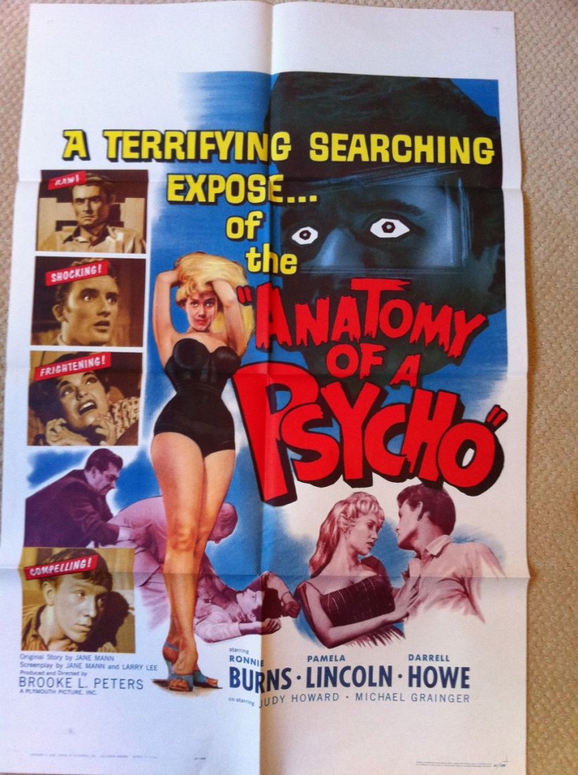 Anatomy of a Psycho 1961 Movie Poster: AMAZING GRAPHICS ! Anatomy of a Psycho (1961) is an American film directed by Boris Petroff. Ed Wood reportedly contributed to Jane Mann's screenplay as Larry Lee. The film uses music originally used