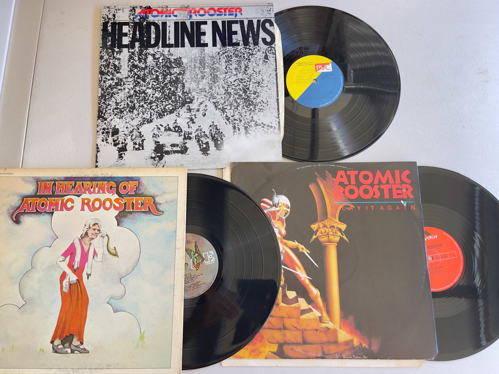 Atomic Rooster – SET OF 3 ALBUMS $$: Atomic Rooster – Headline News - AND - In Hearing Of ($73) - AND - Play It Again