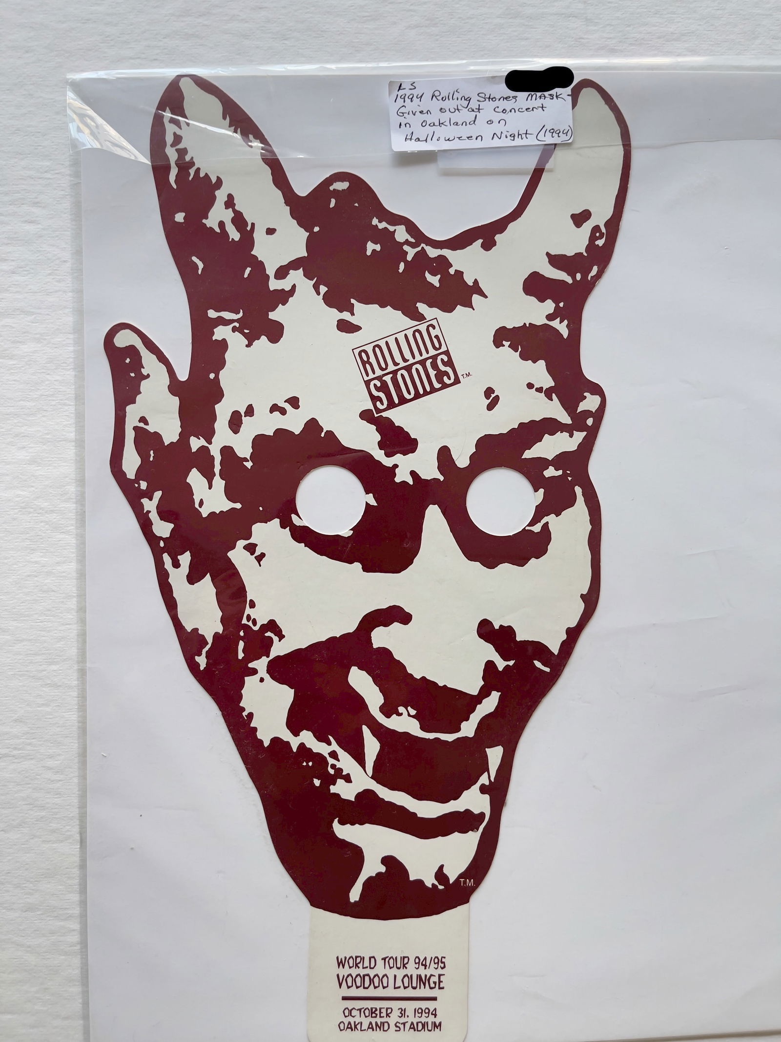 ROLLING STONES 1994/95 VOODOO LOUNGE MASK (1 of 1)