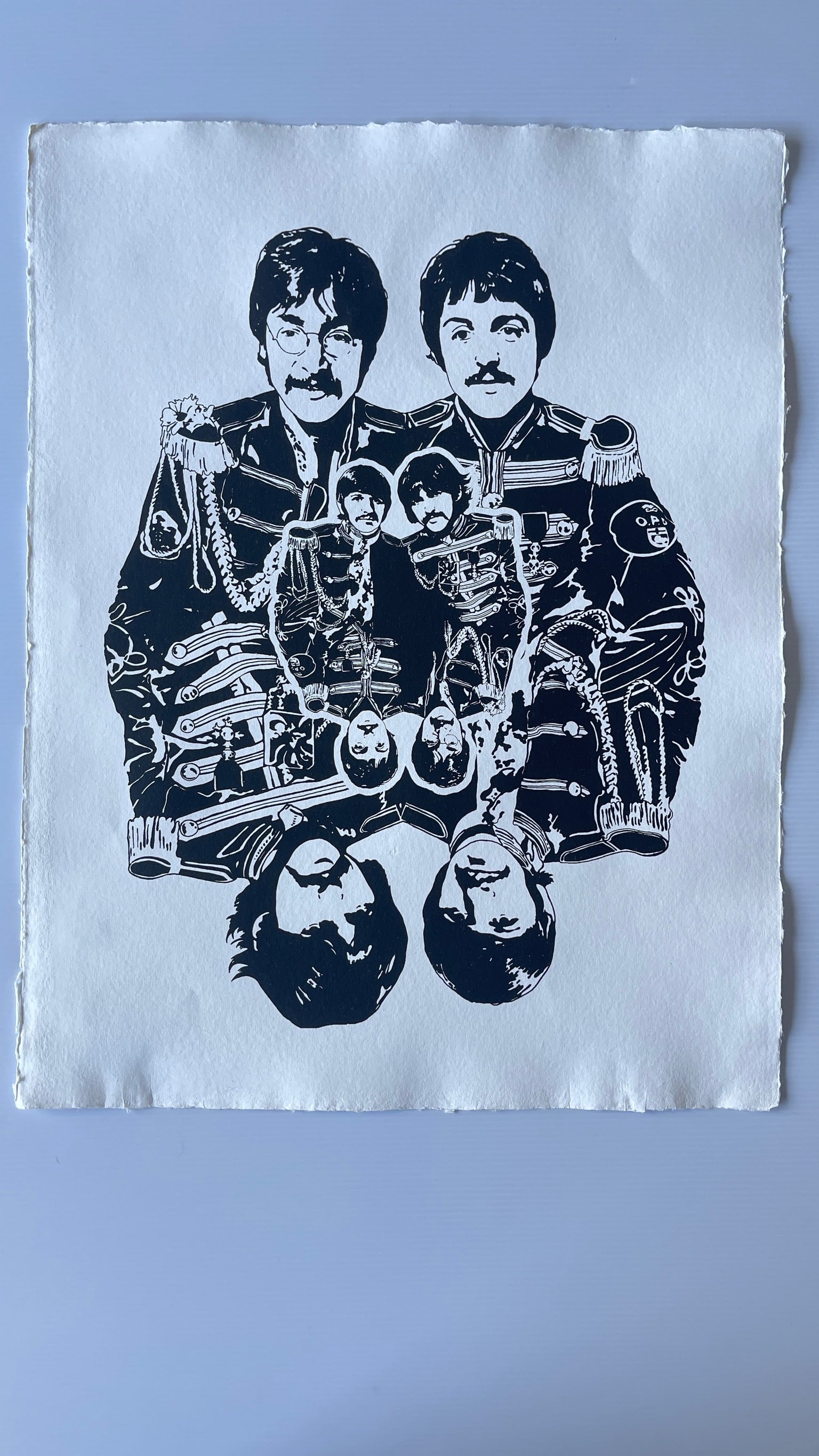 BEATLES SCREEN PRINT BY WALLY DIEZEL: BEATLES SCREEN PRINT BY WALLY DIEZEL AUTHORIZED 2ND FROM 1971 ORIGINAL. ABOUT 20 INCHES TALL ON FINE PAPER.