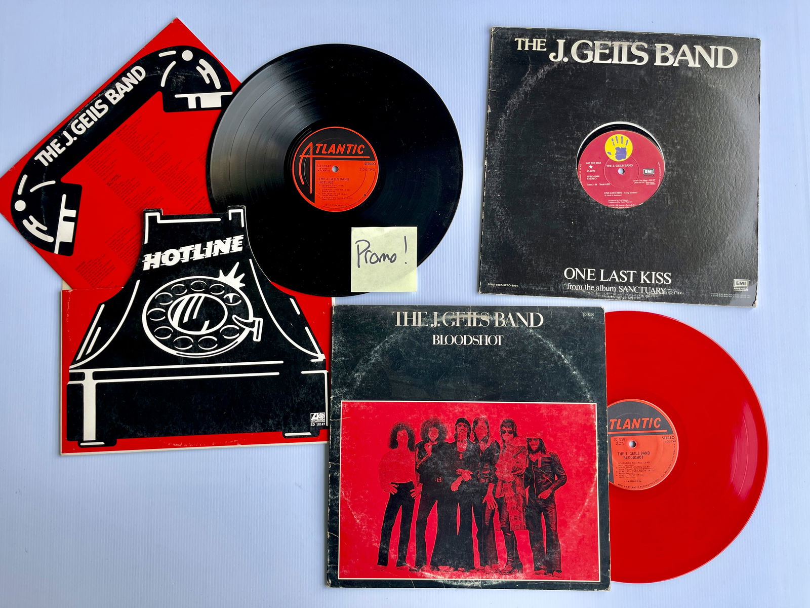 J. GEILS SET #4 WITH PROMO & RED VINYL BLOODSHOT (1 of 1)