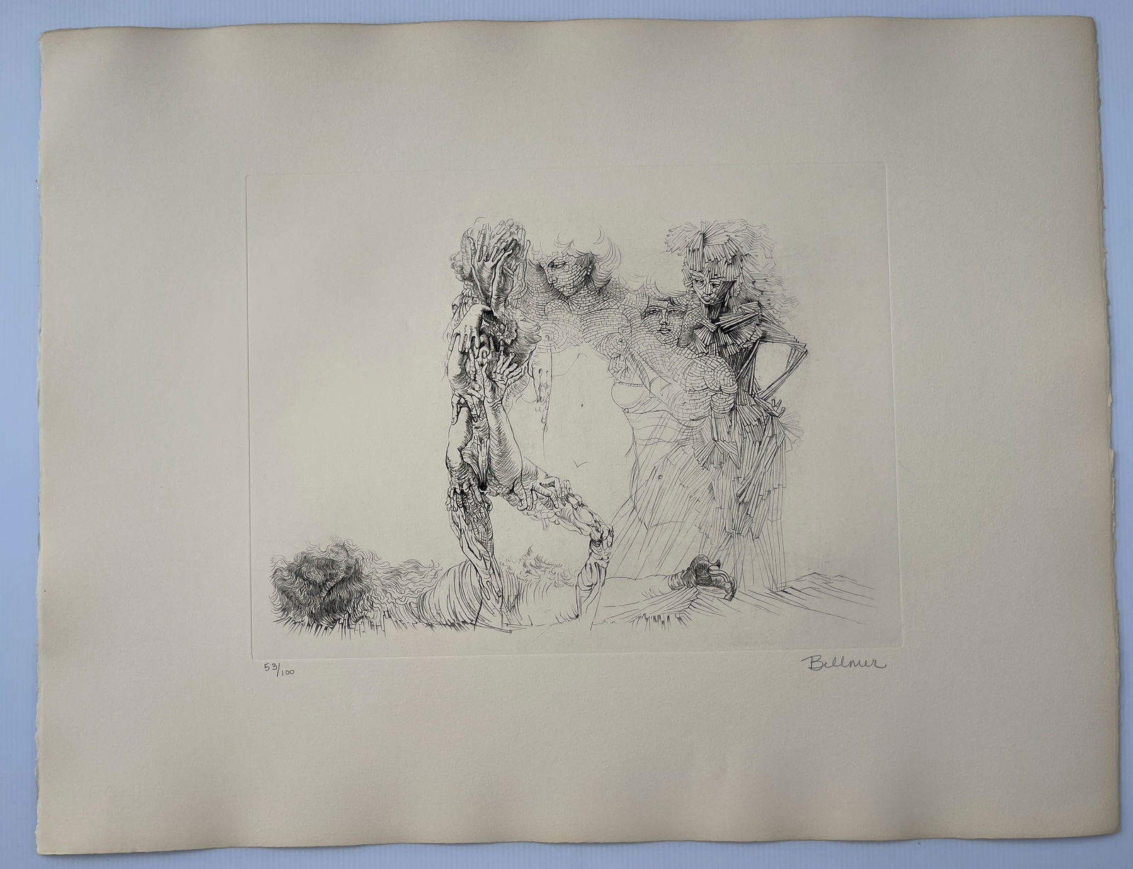 HANS BELLMER Signed NUDE WOMEN ART ONLY 100 MADE !: HANS BELLMER Hand Signed Limited Edition Etching NUDE WOMEN ART. 20 x 26. 1970. Surrealism. Signed, Limited Edition. #53 / 100. Hans Bellmer (13 March 1902 – 24 February 1975) was a German artist, b