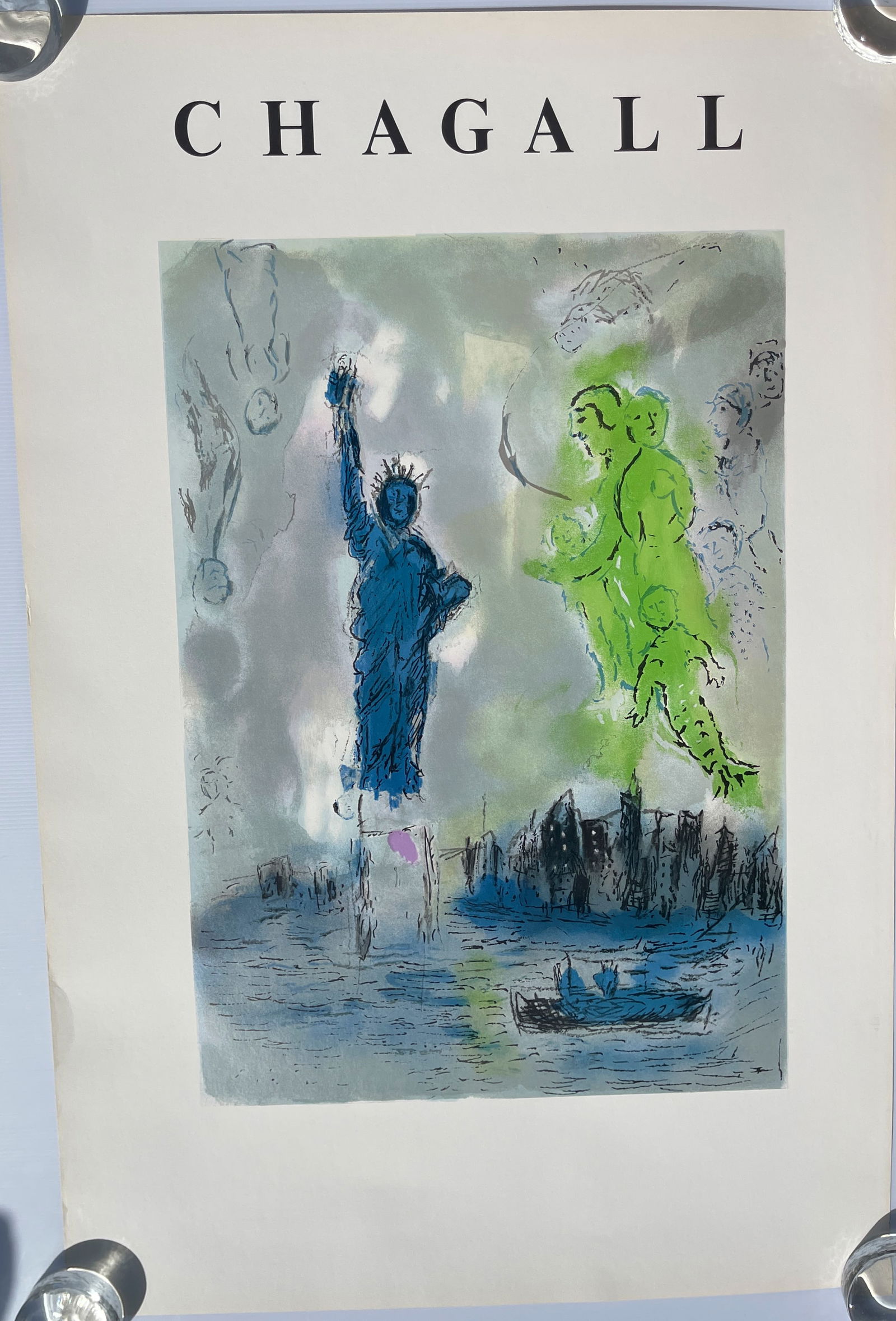 MARC CHAGALL - STATUE OF LIBERTY NEW YORK: MARC CHAGALL - STATUE OF LIBERTY NEW YORK. JUST UNDER 24 X 36