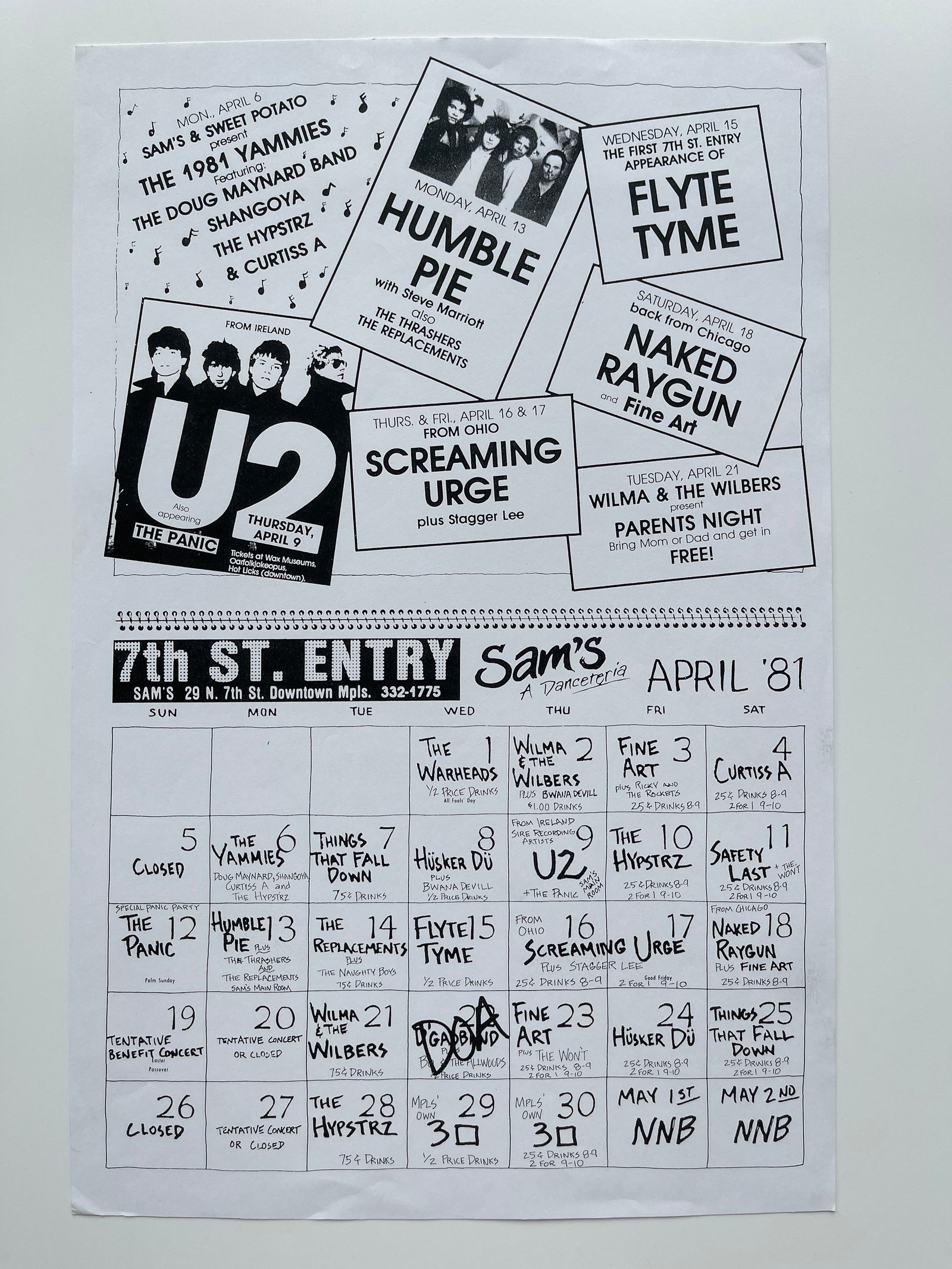 U2 First American Tour - First Ave Photo Flyer (1 of 1)