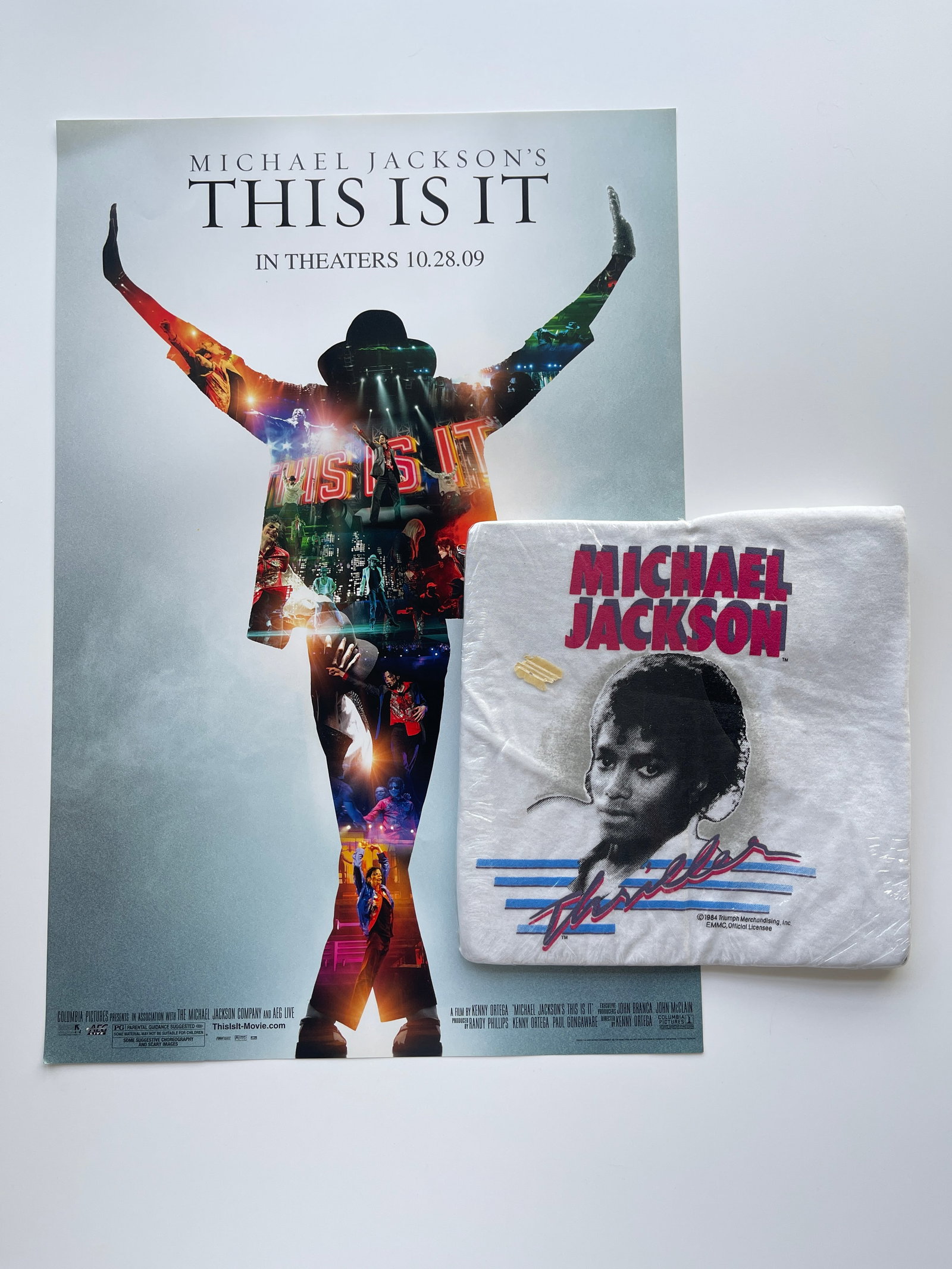 MICHAEL JACKSON POSTER AND VINTAGE T-SHIRT (1 of 2)