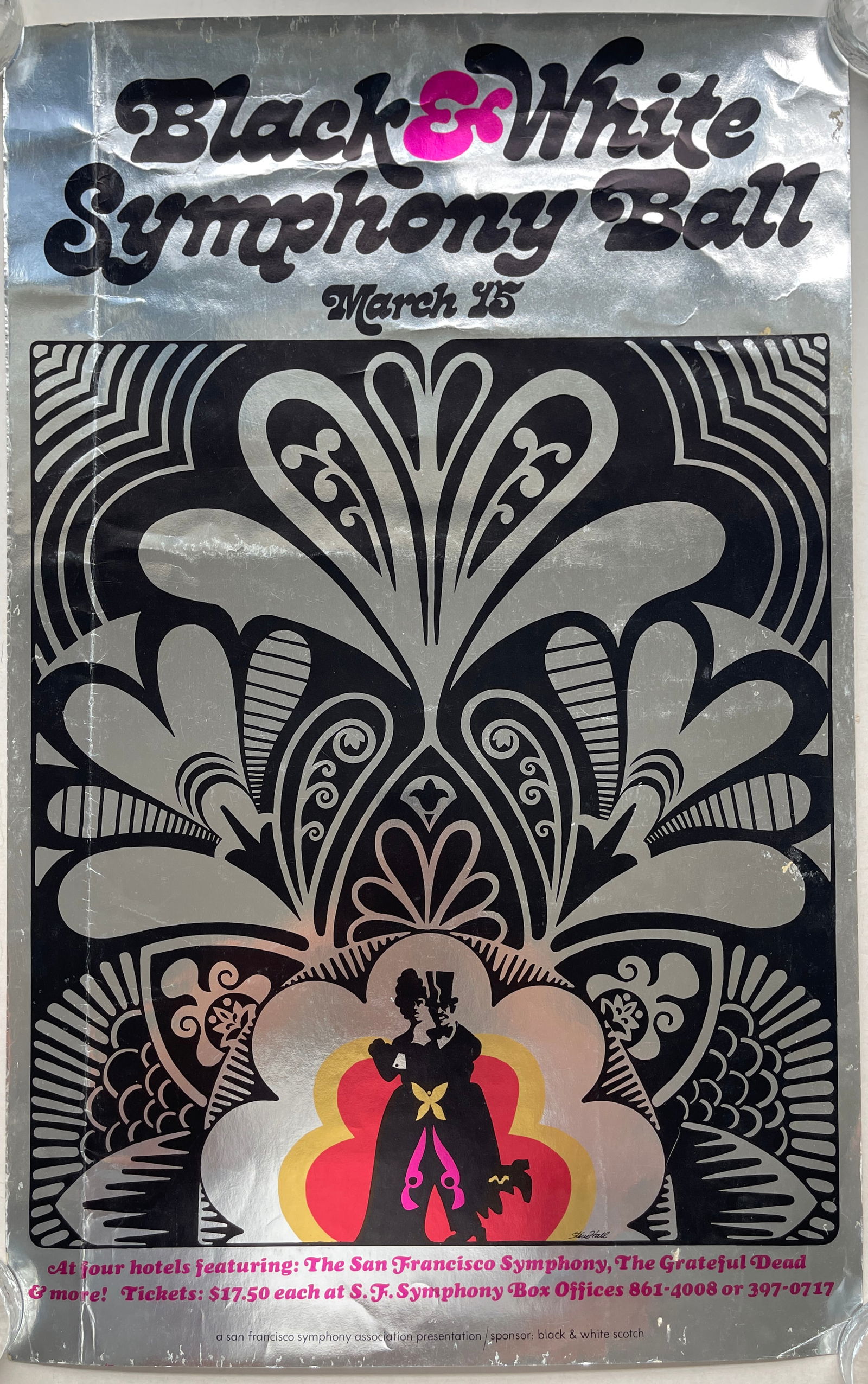 RARE GRATEFUL DEAD POSTER - BLACK AND WHITE BALL (1 of 3)