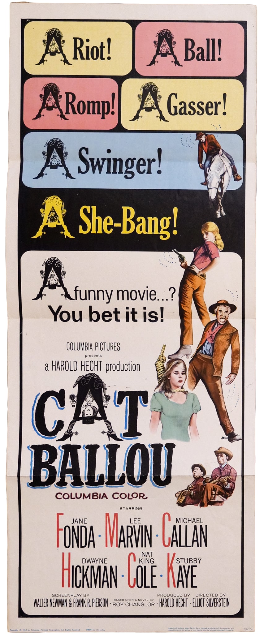 Cat Ballou (Columbia, 1965). Insert (14" X 36") Comedy (1 of 1)